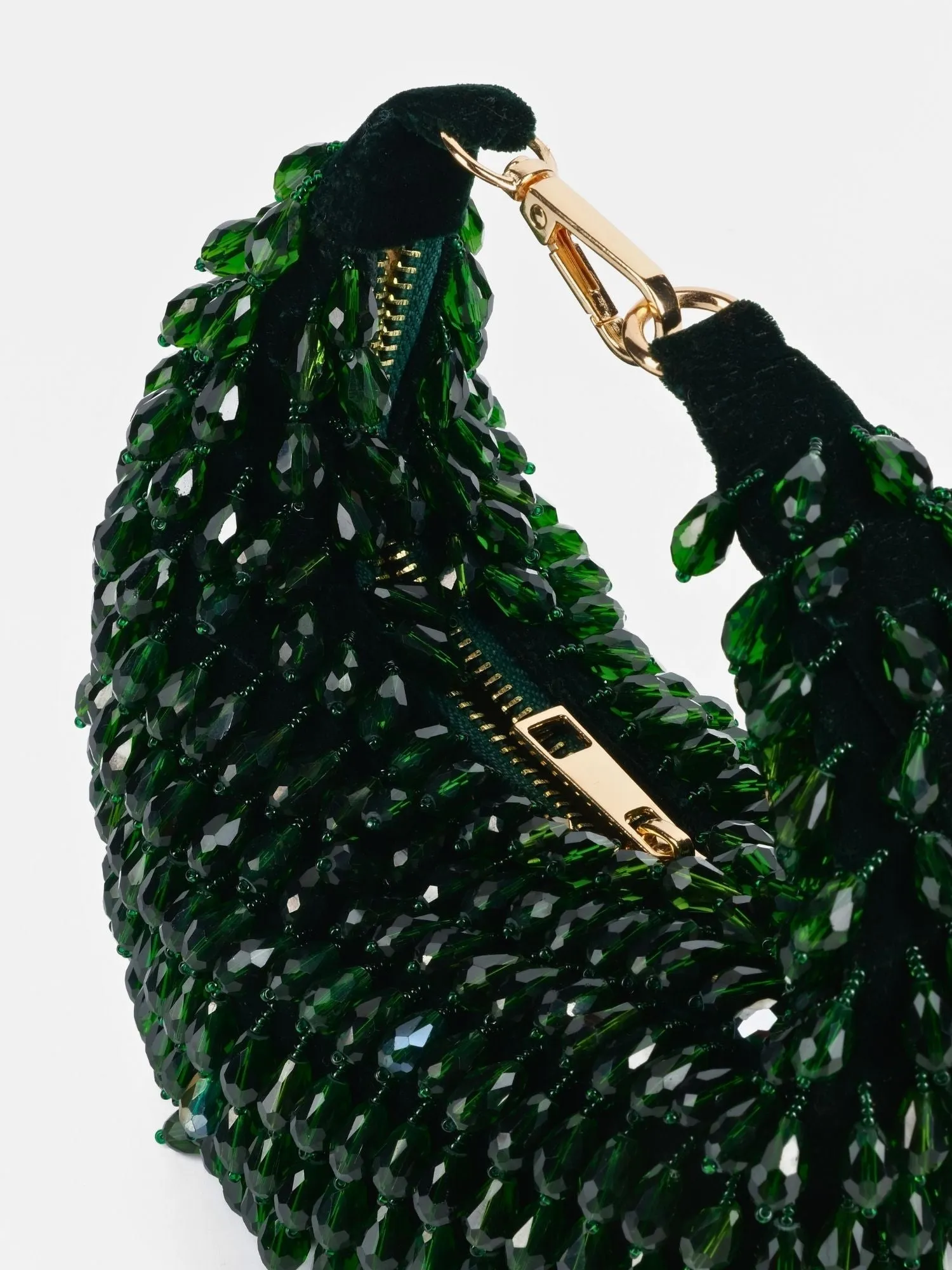 Ophelia Green Suede Embellished Hobo Bag