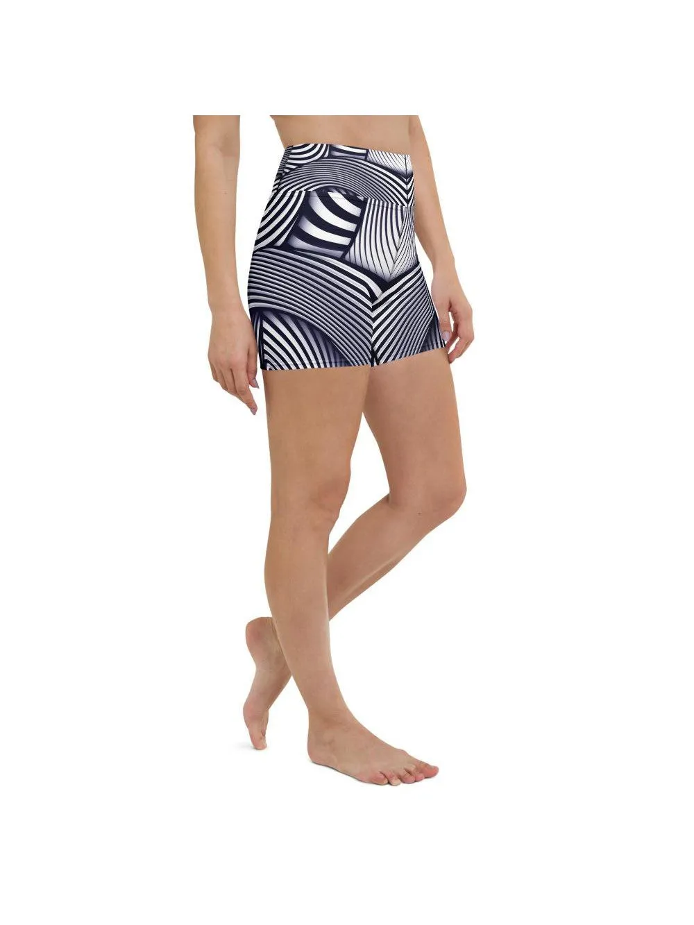 Optical Illusion Stripes Yoga Shorts