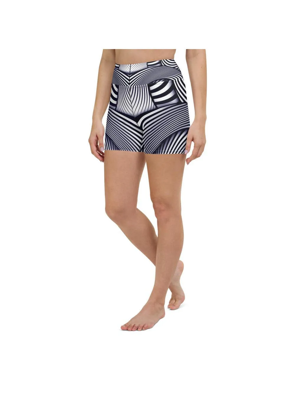 Optical Illusion Stripes Yoga Shorts