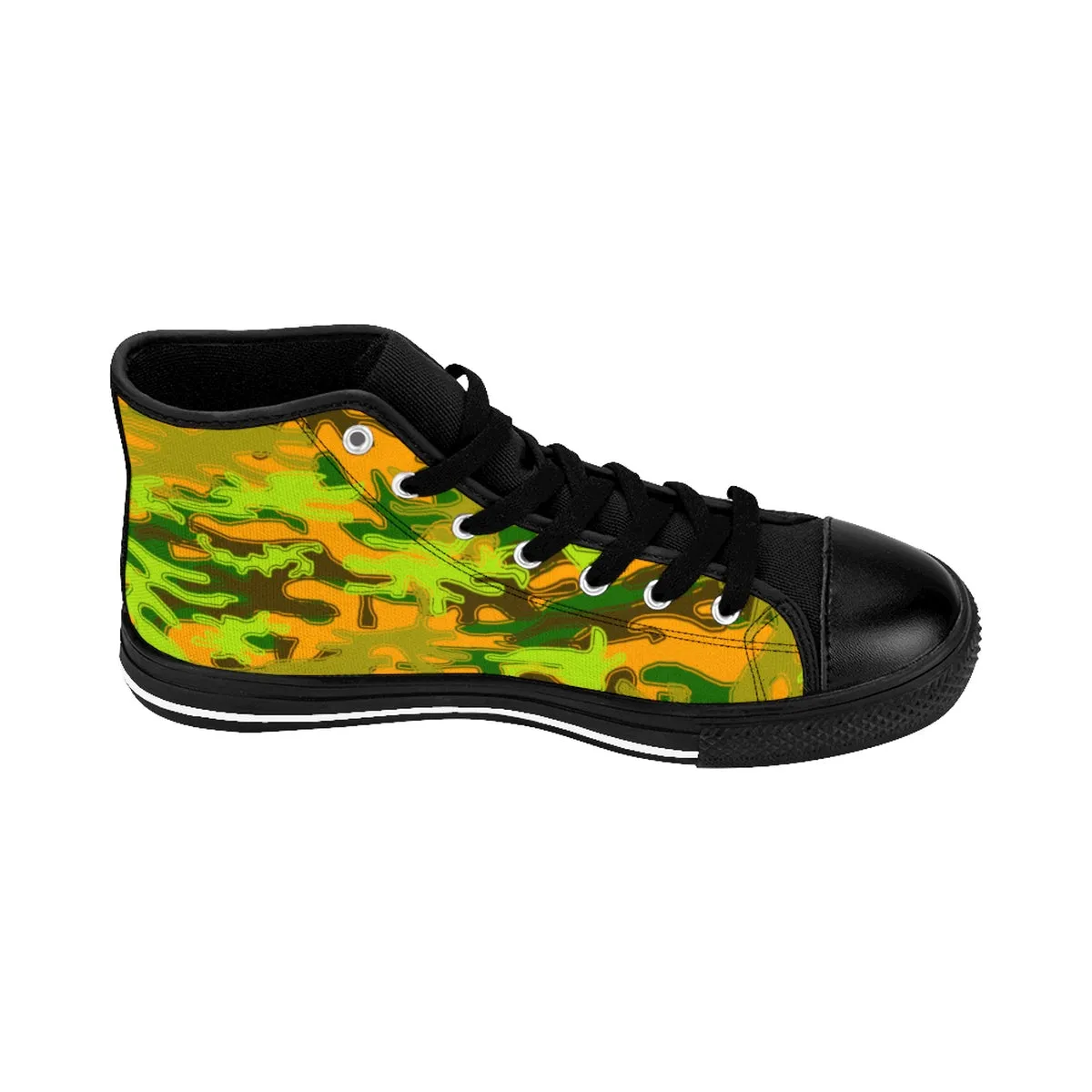 Orange Blue Camo Men's High Tops, Green Camouflage Army Military Print Men's High-top Sneakers Shoes