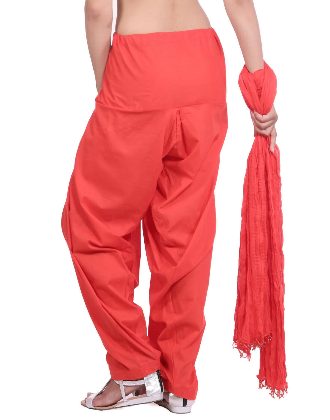 Orange Cotton Patiala Salwar And Dupatta Set