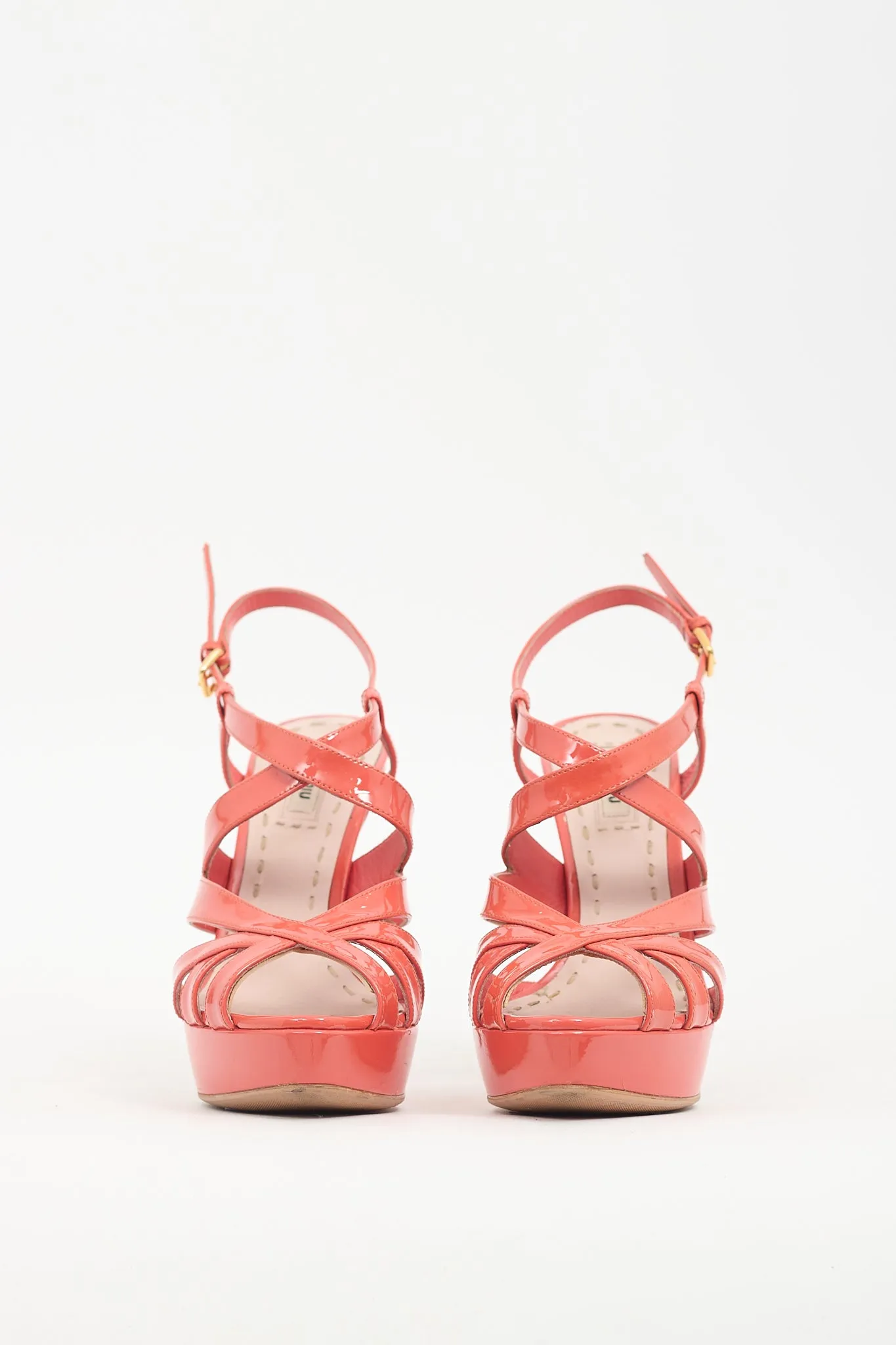 Orange Patent Leather Caged Heel