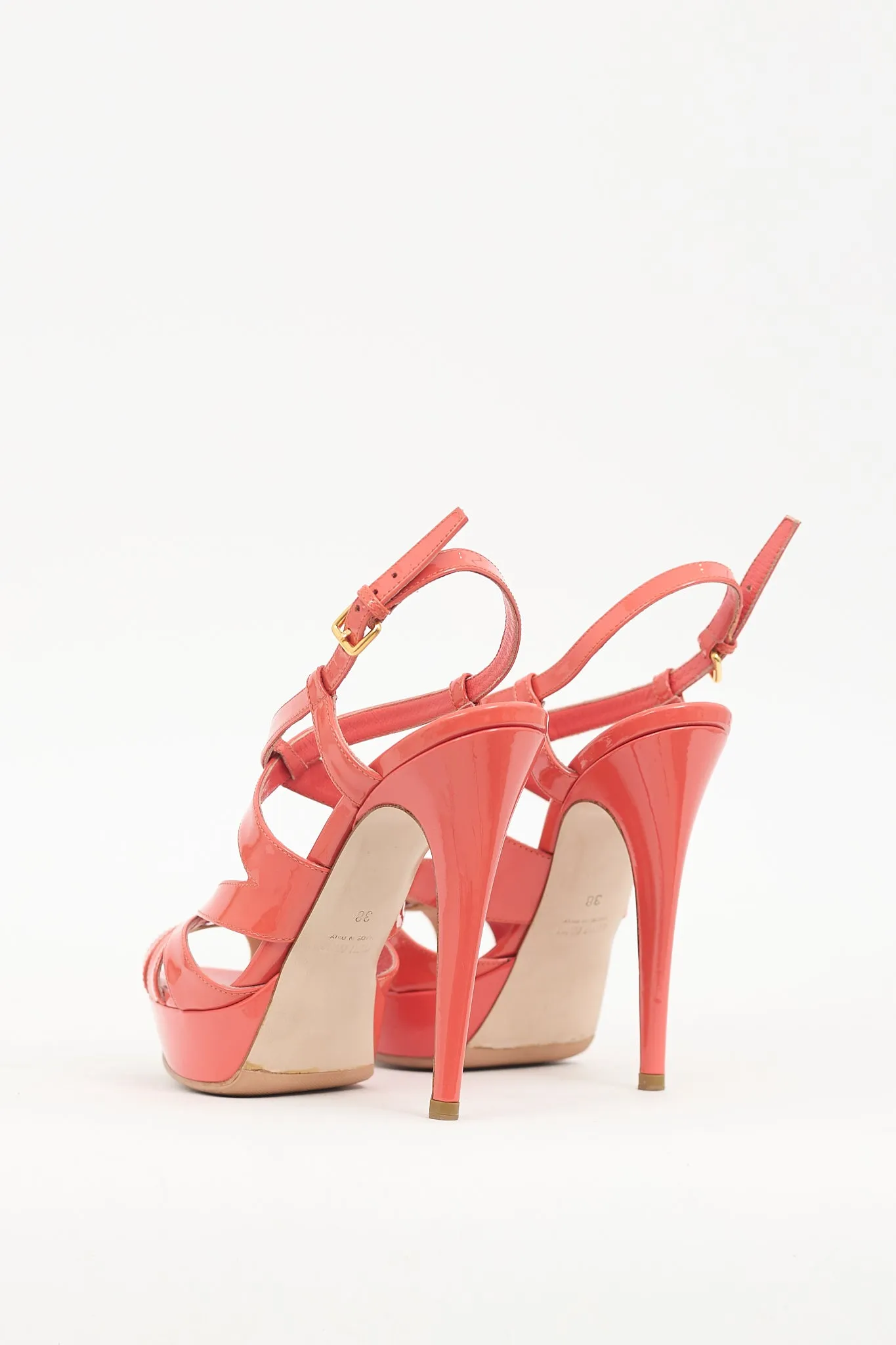 Orange Patent Leather Caged Heel