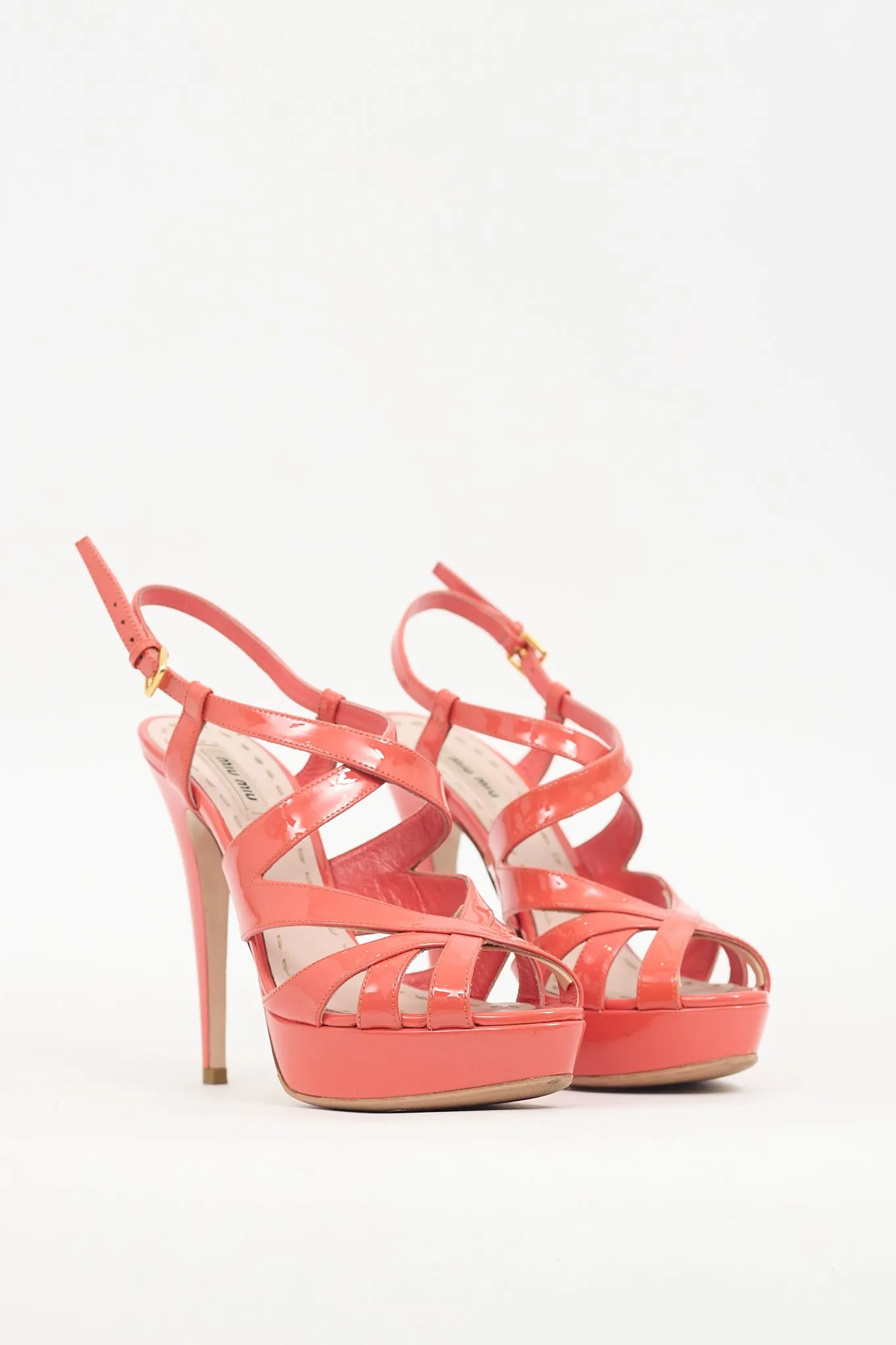 Orange Patent Leather Caged Heel