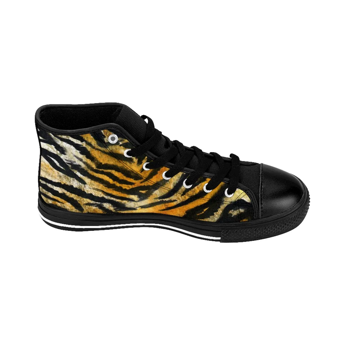 Orange Tiger Stripe Men's Sneakers, Tiger Animal Print Designer Men's High Top Sneaker Shoes (US Size: 6-14)