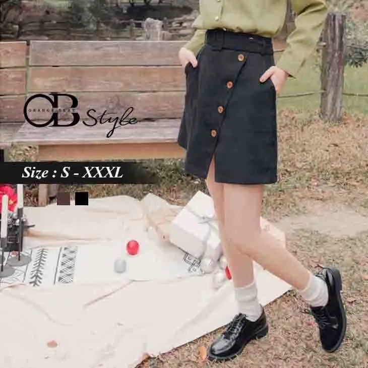 ORANGEBEAR FRONT BUTTONS SKIRT WITH BELT