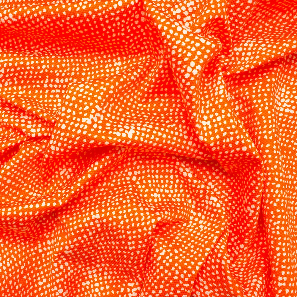 Orange/White Printed Cotton Piqué