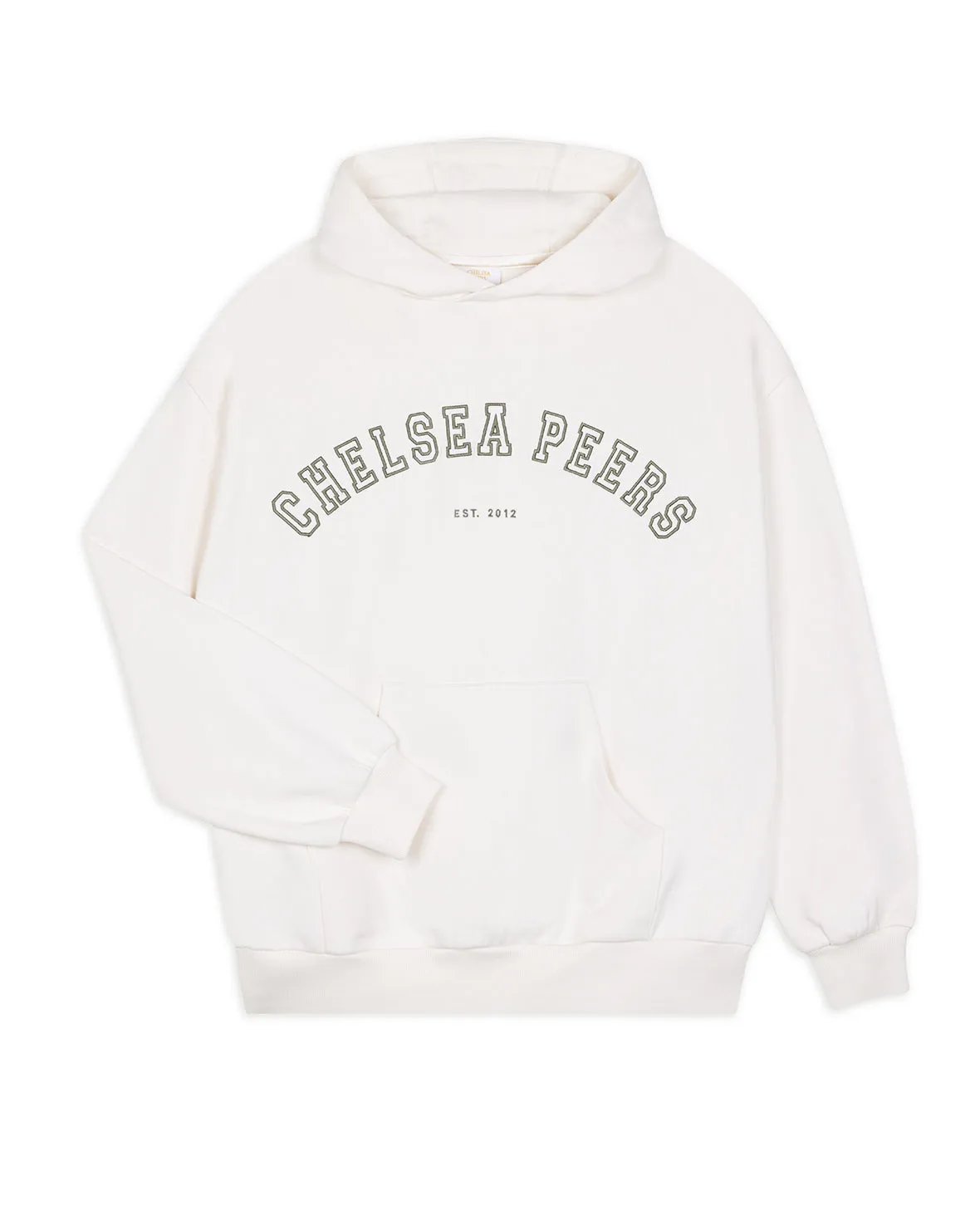 Organic Cotton Embroidered Logo Hoodie - Cream