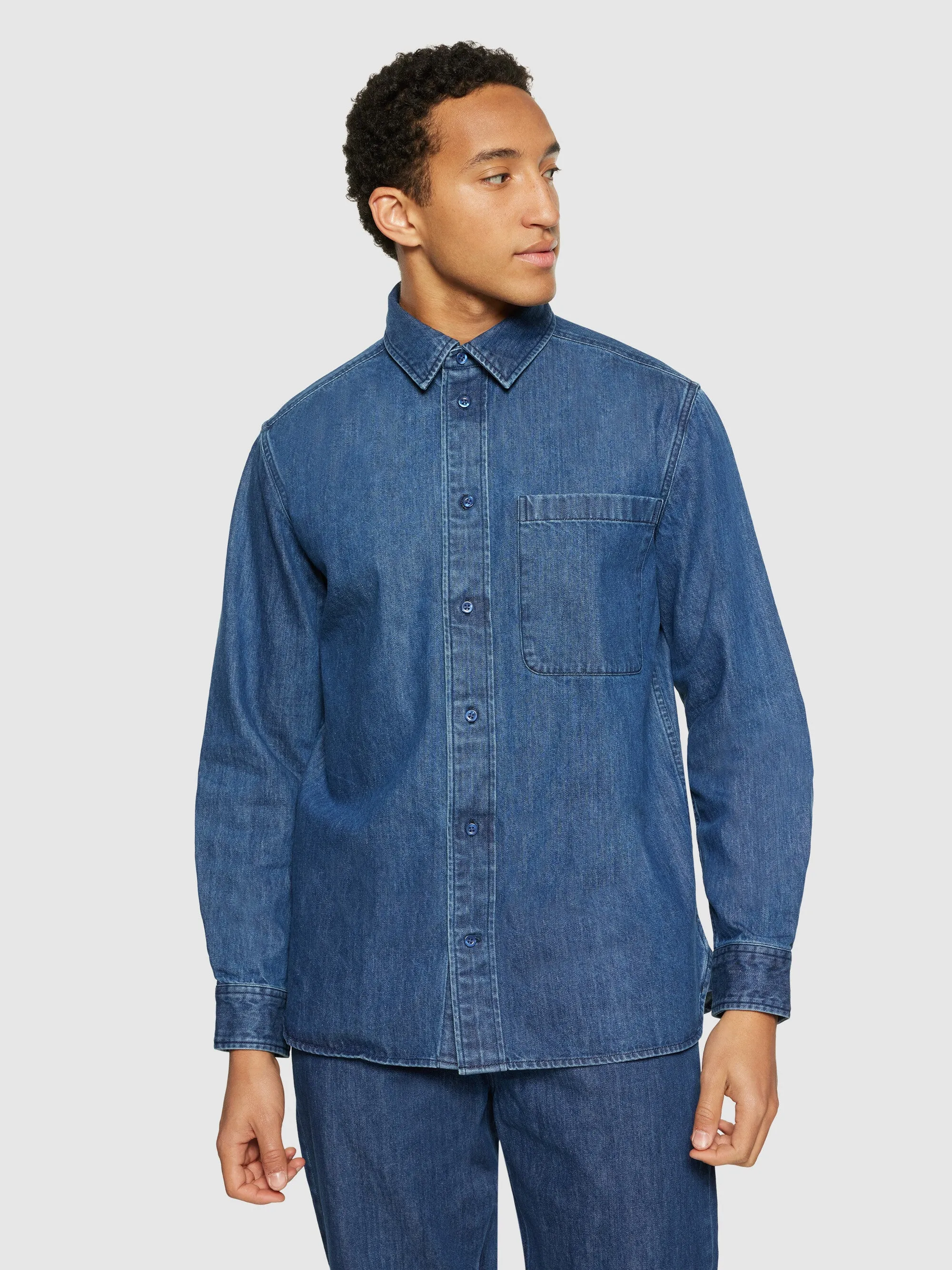 Organic Cotton Natural Indigo Denim Shirt GOTS - Dark Blue denim