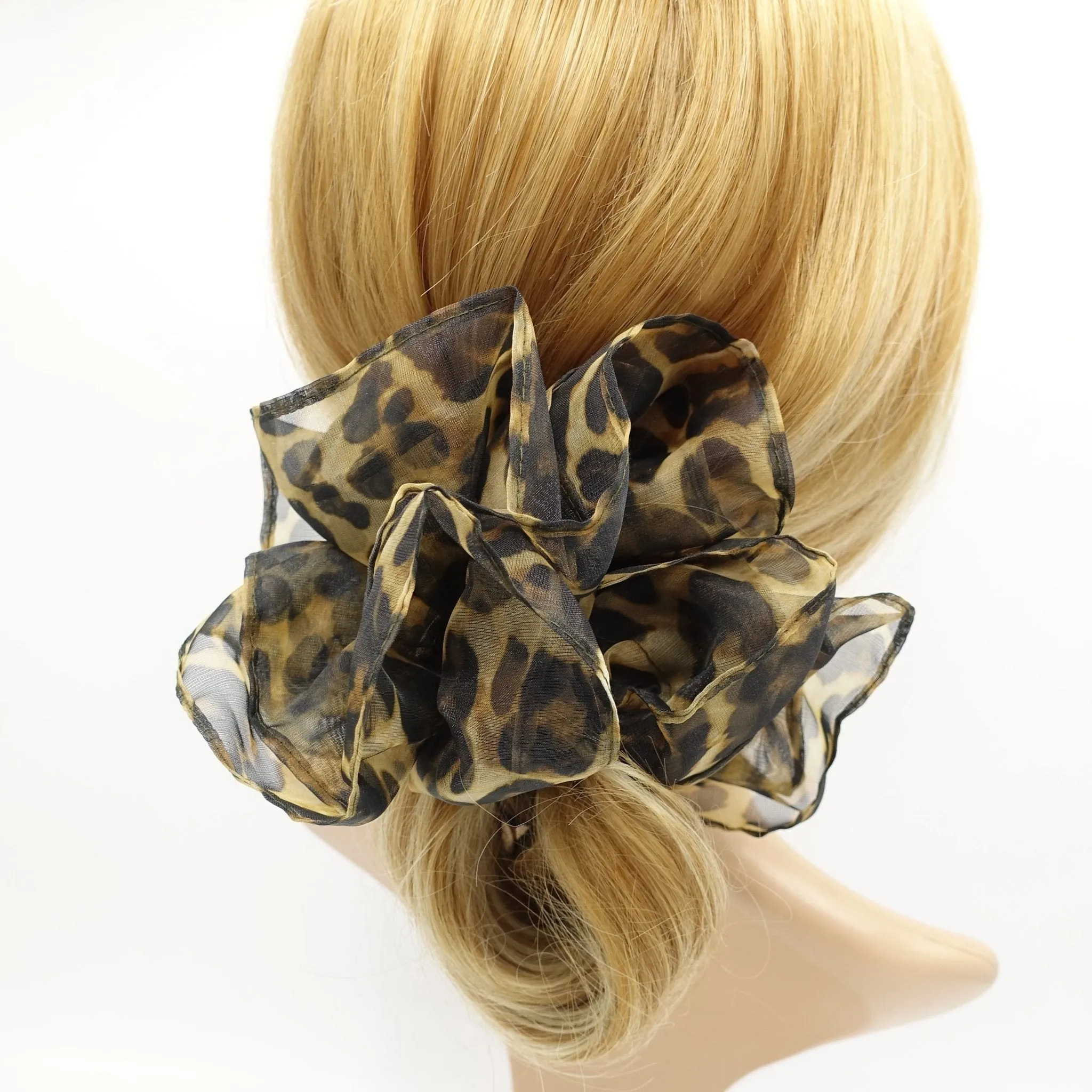 organza leopard oversized scrunchies big large hair elastic accessory for woman