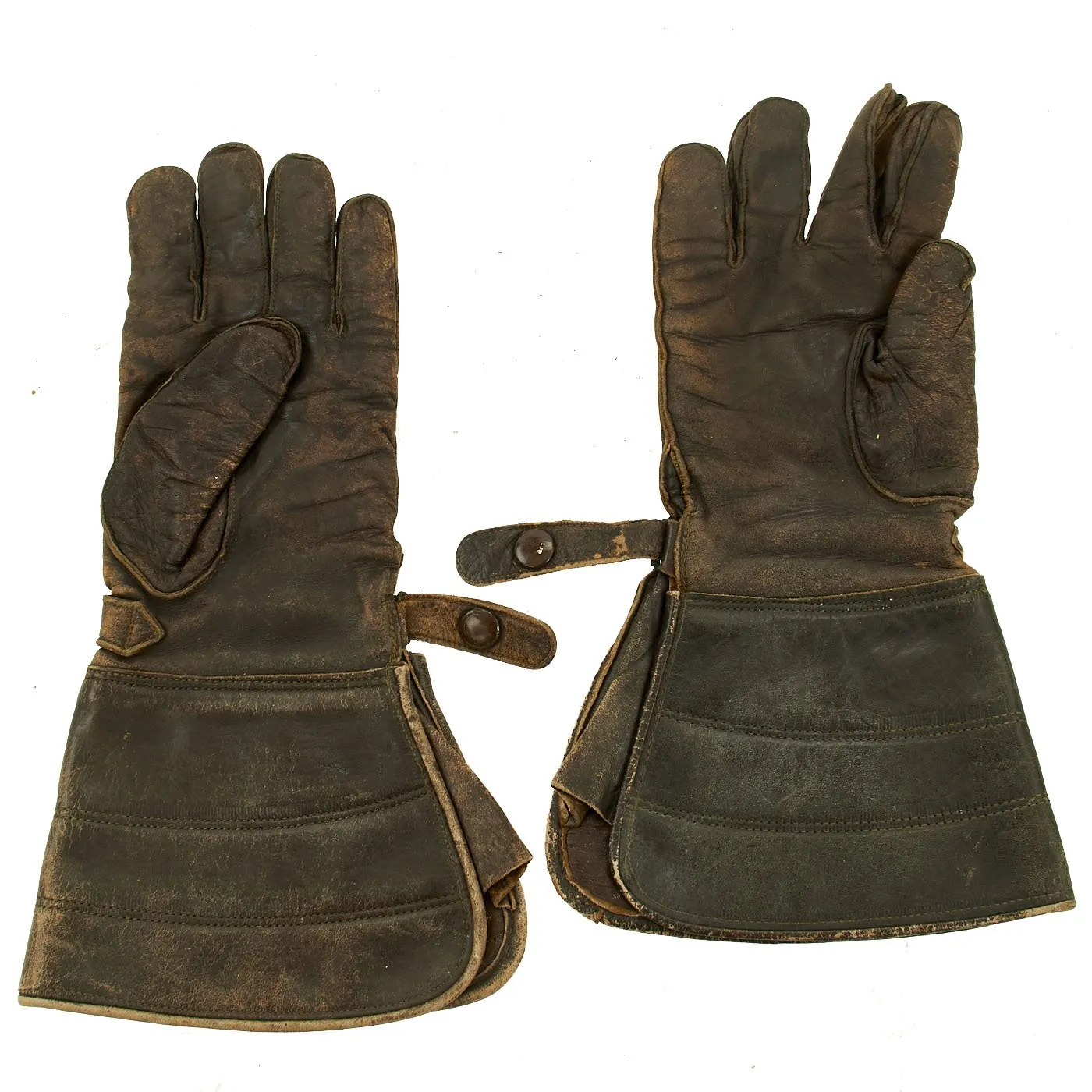 Original U.S. WWII Motorcyclist or Aviator Gauntlet Gloves Dated 1940