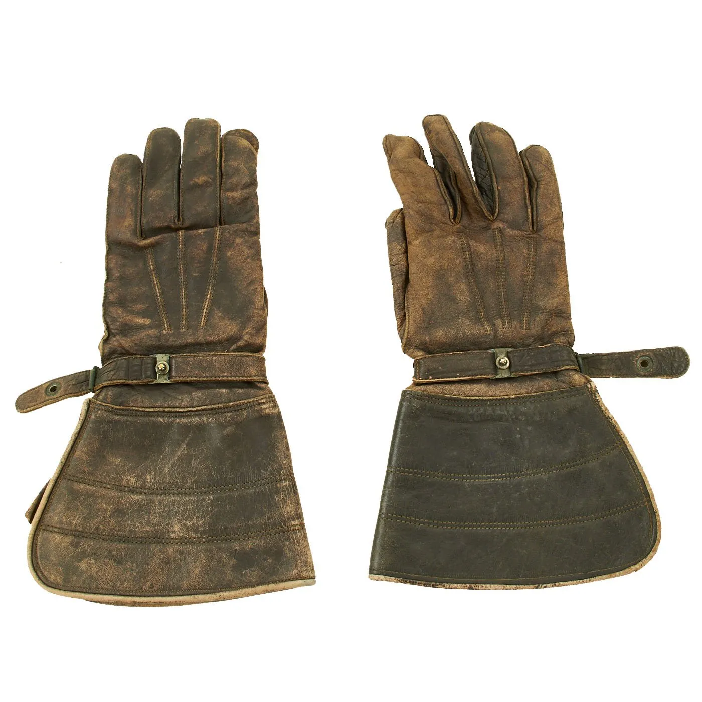 Original U.S. WWII Motorcyclist or Aviator Gauntlet Gloves Dated 1940