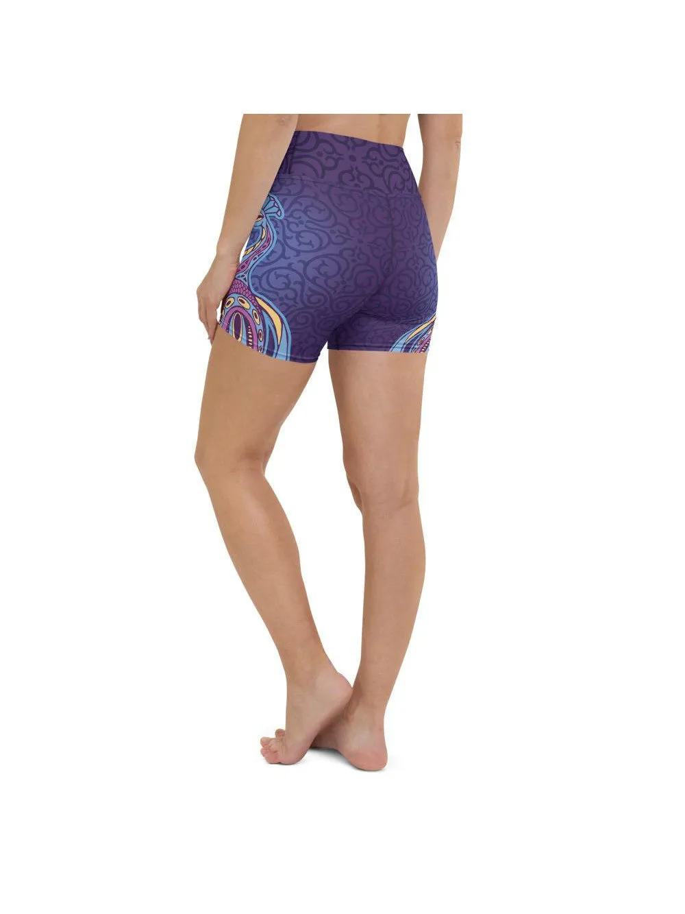 Ornamental Peacock Yoga Shorts