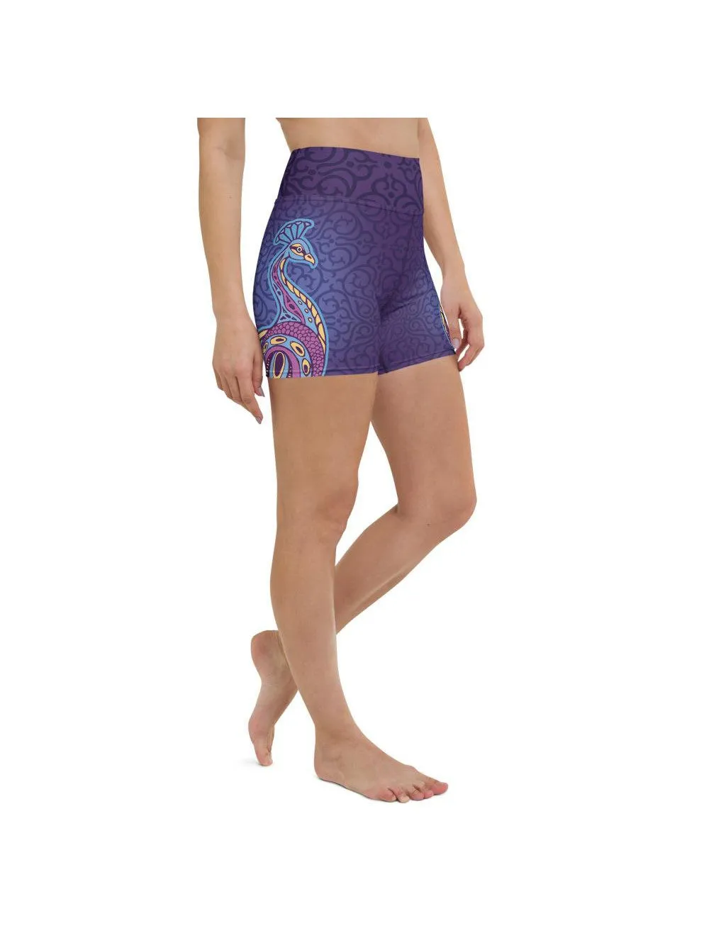 Ornamental Peacock Yoga Shorts