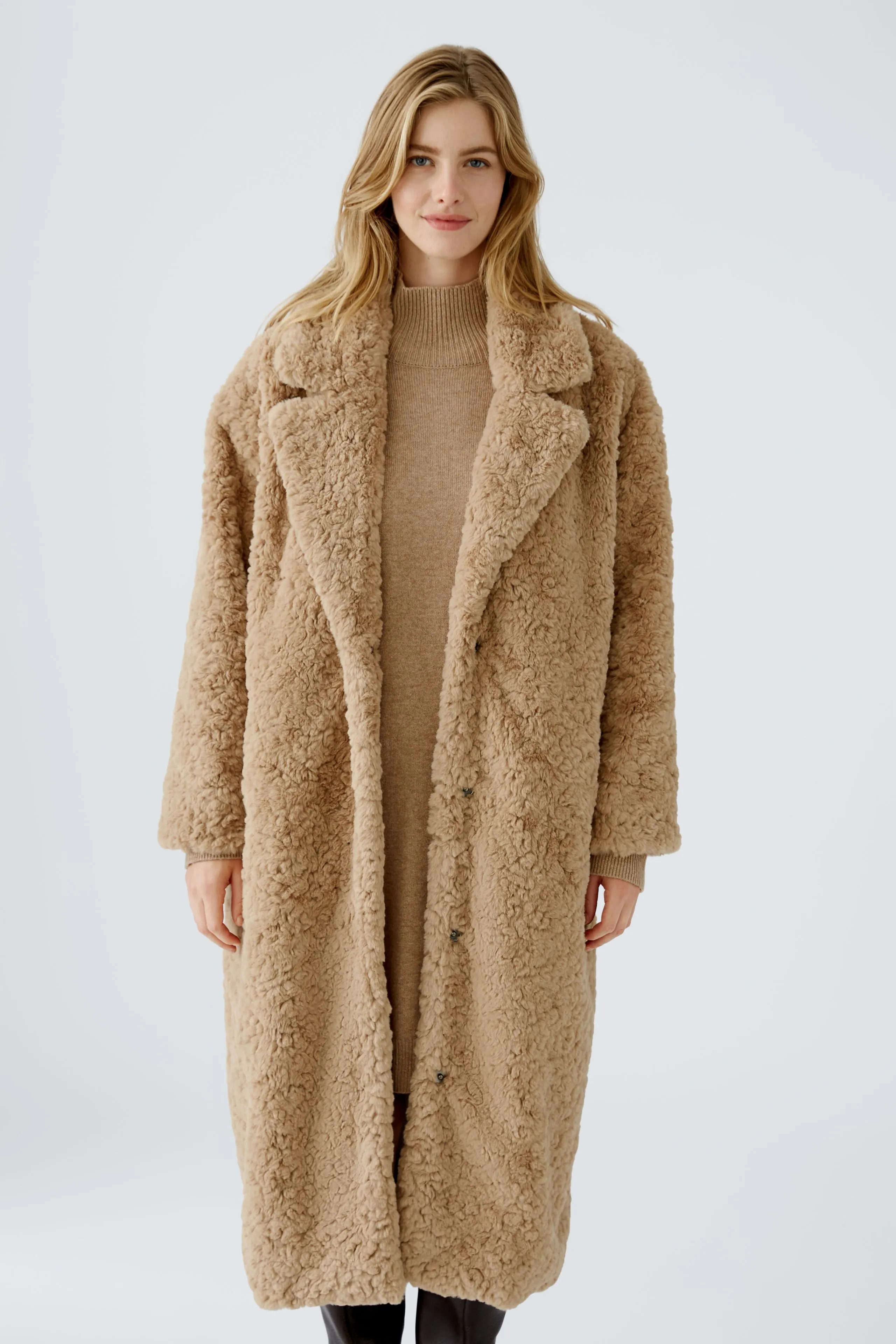 OUI FLUFFY TAN COAT