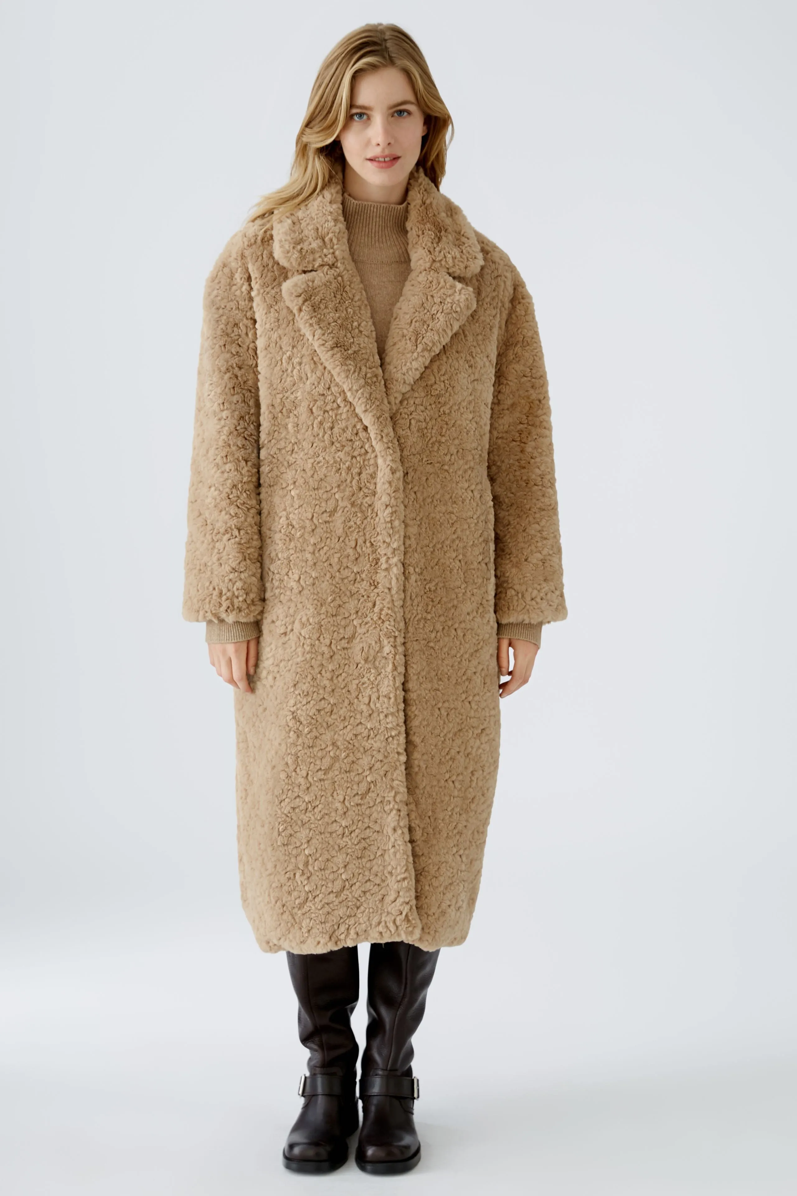 OUI FLUFFY TAN COAT