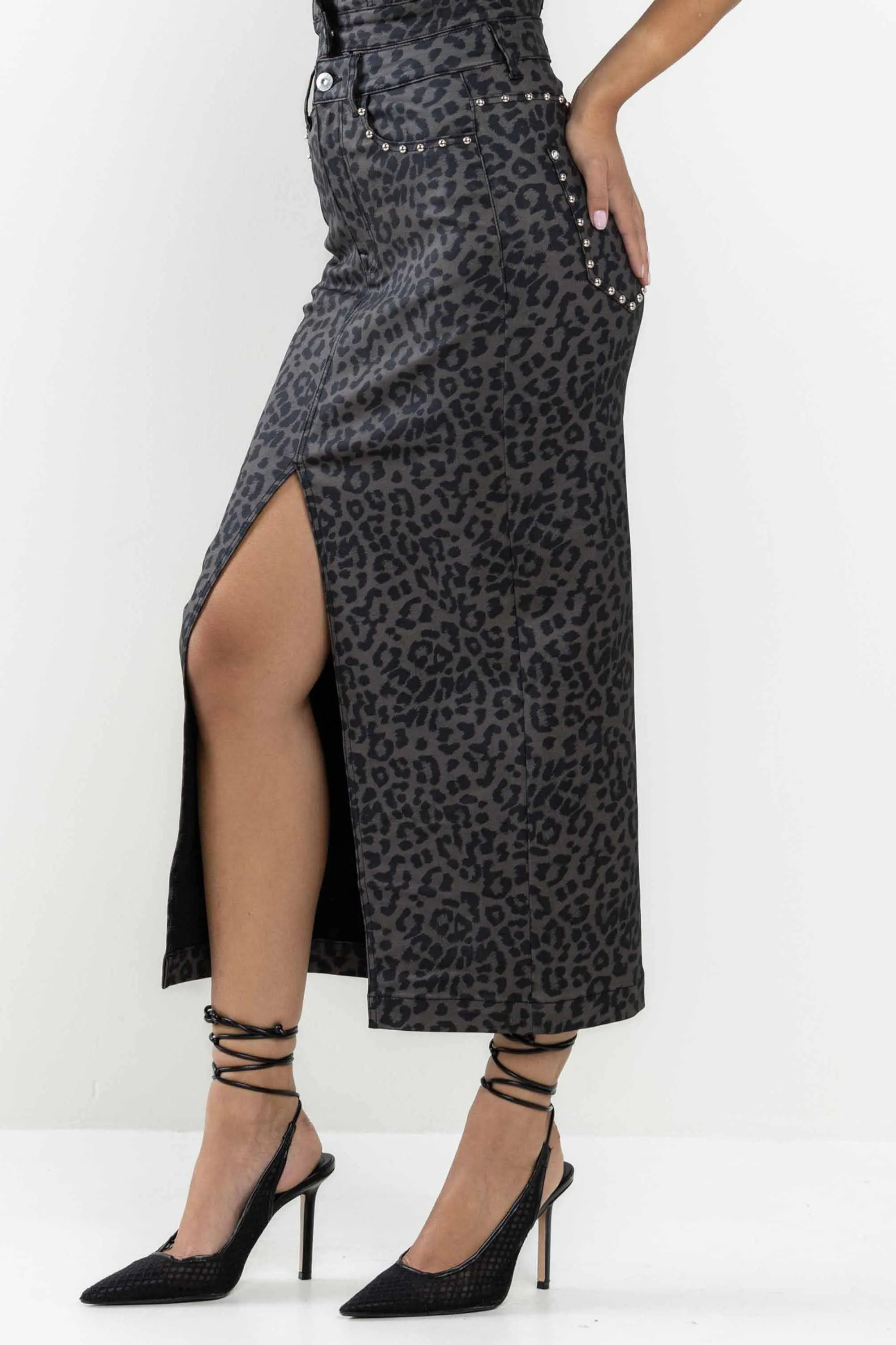 Out Of The Wild Leopard Column Skirt