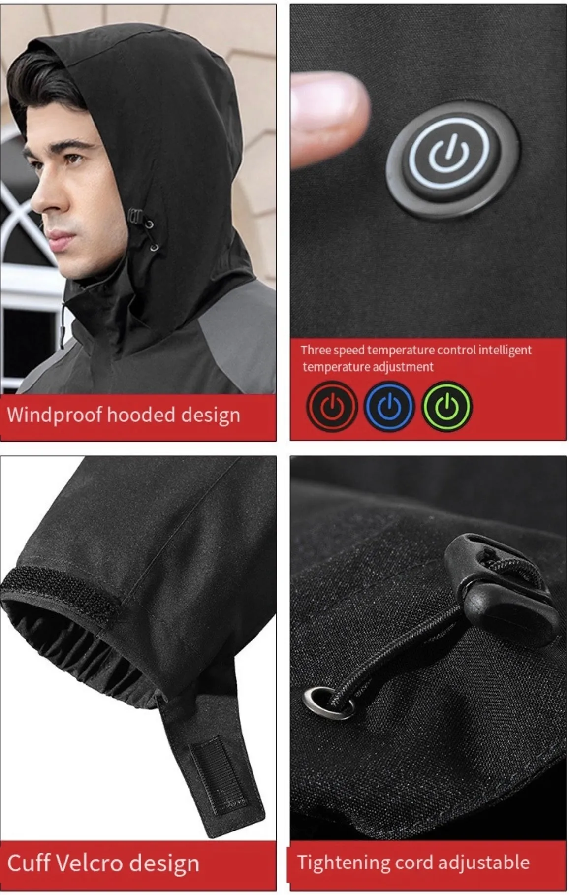 Outdoor Riding And Cycling Windproof and Waterproof Heated Smart Thermal Jacket for Winter