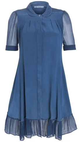 Outsider silk shirt dress in woad blue *Last one size S!*