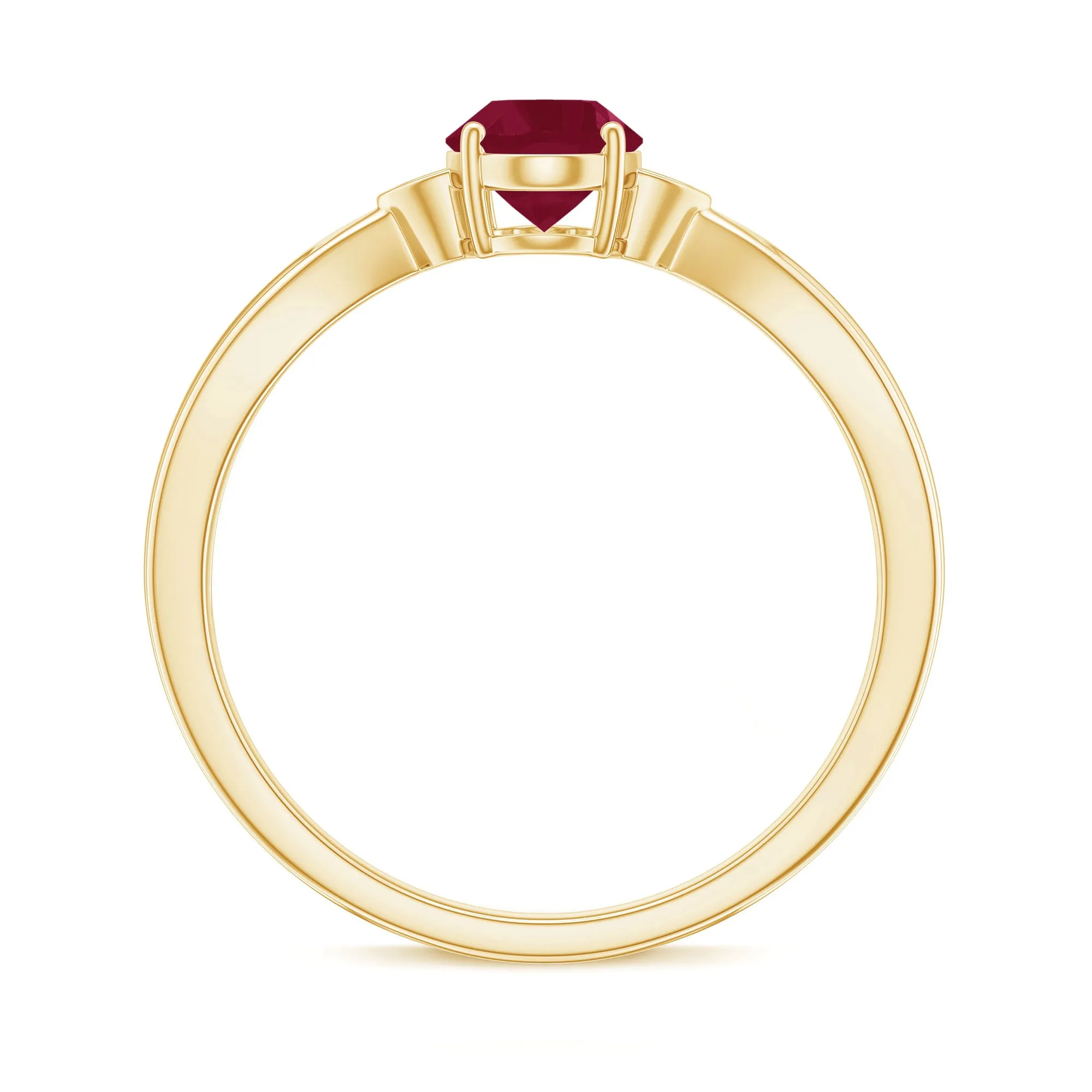 Oval Cut Real Ruby Solitaire Ring with Diamond