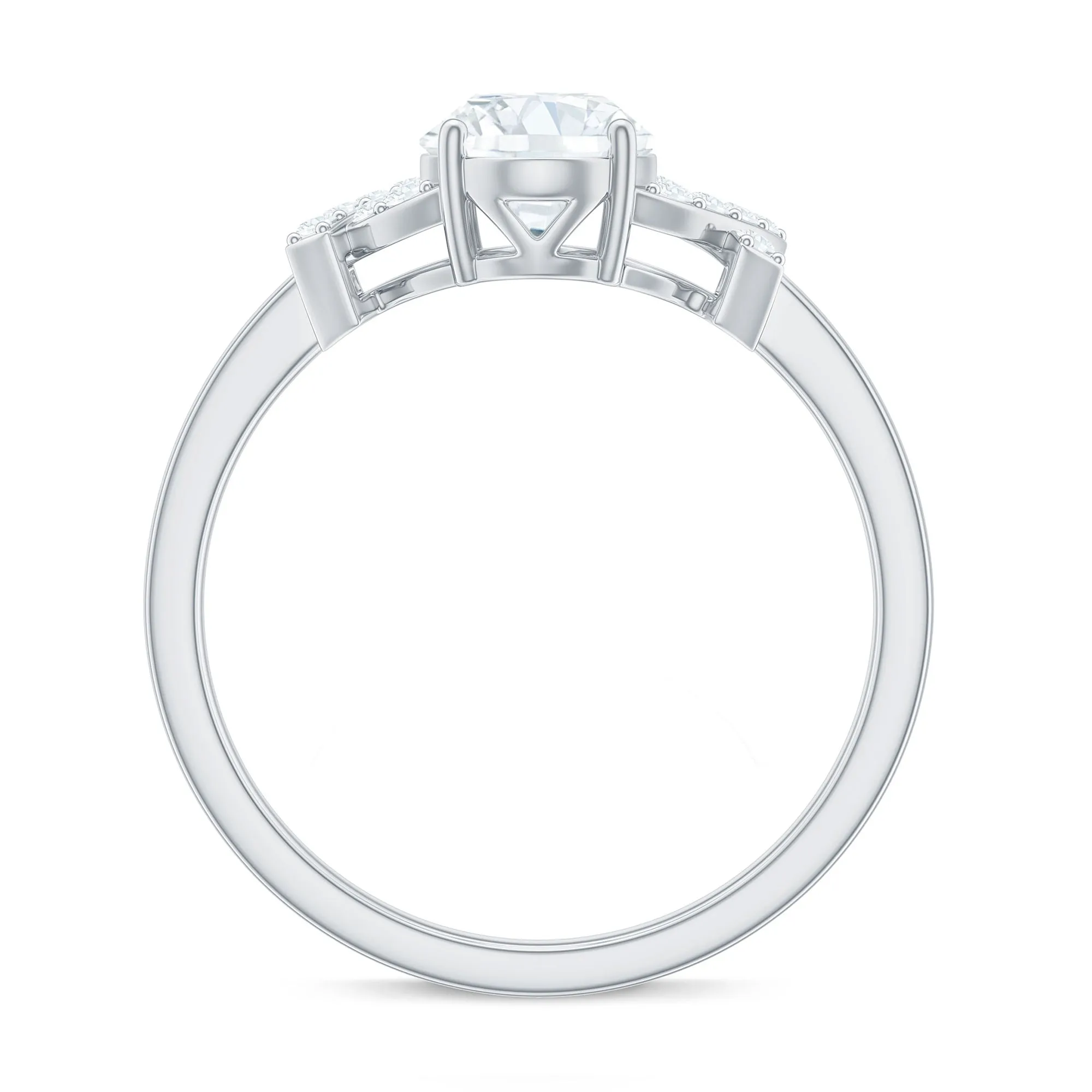 Oval Zircon Solitaire Split Shank Ring