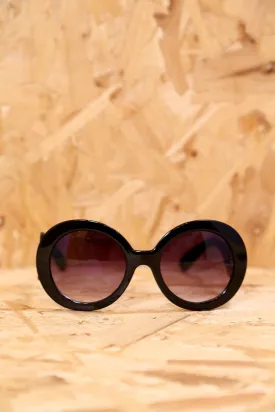 Oversized Black Sunglasses with Swirl Arms