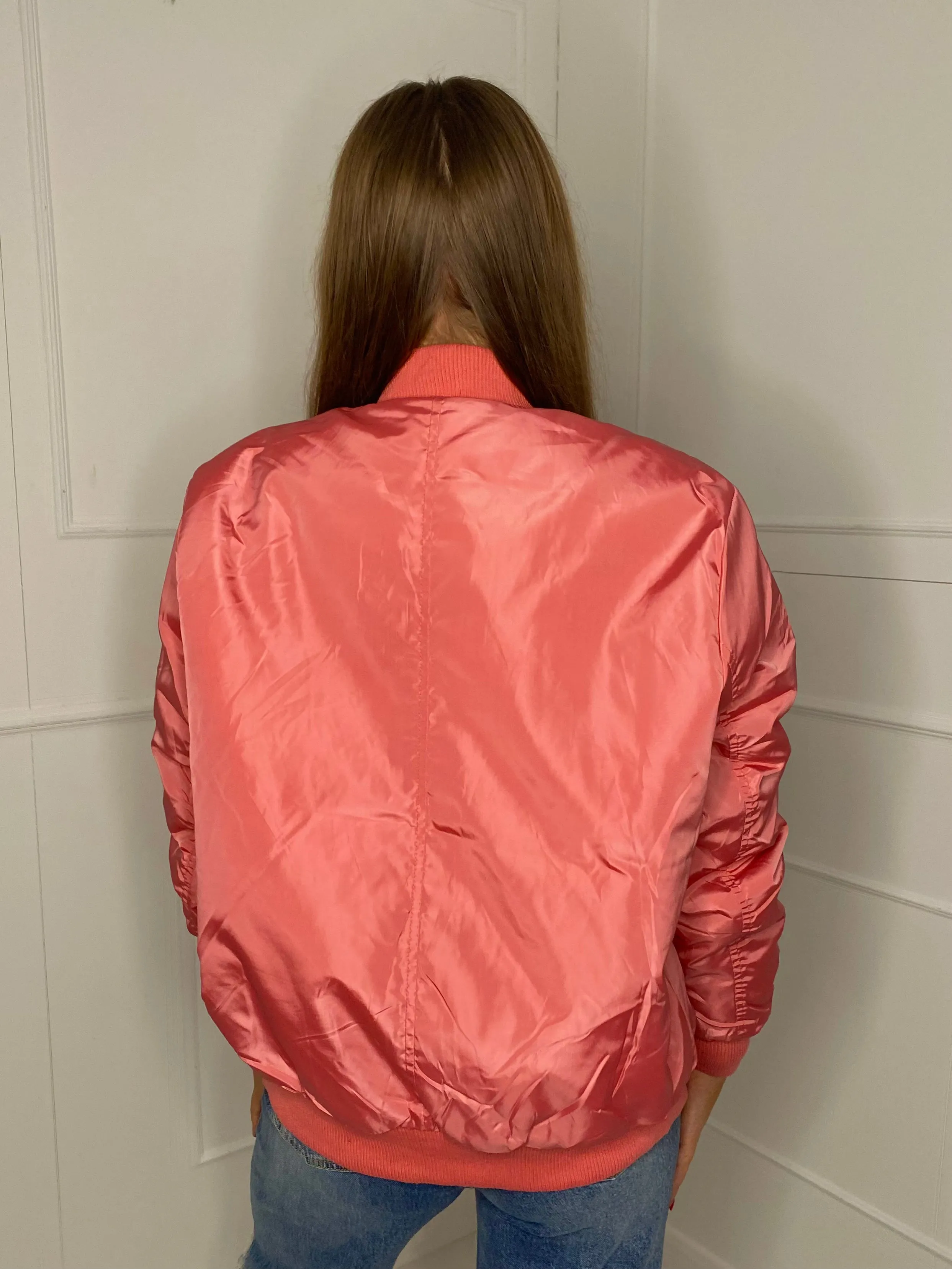 Oversized Bomber Jacket - Pink