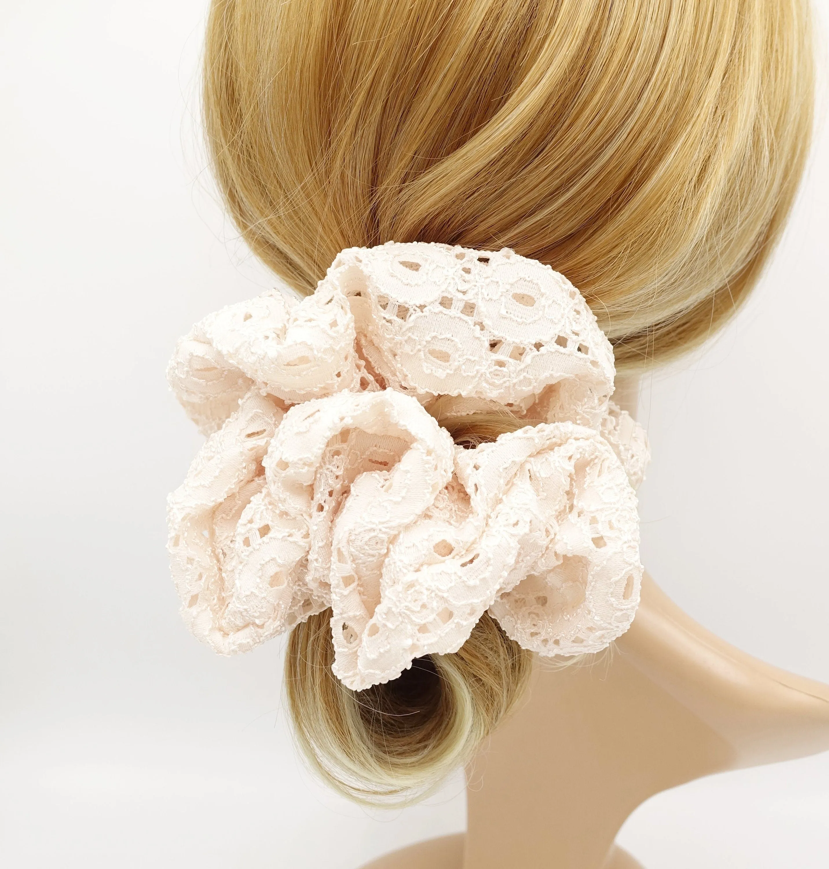 oversized eyelet lace scrunchies big scrunchies elastic hair accessory for women