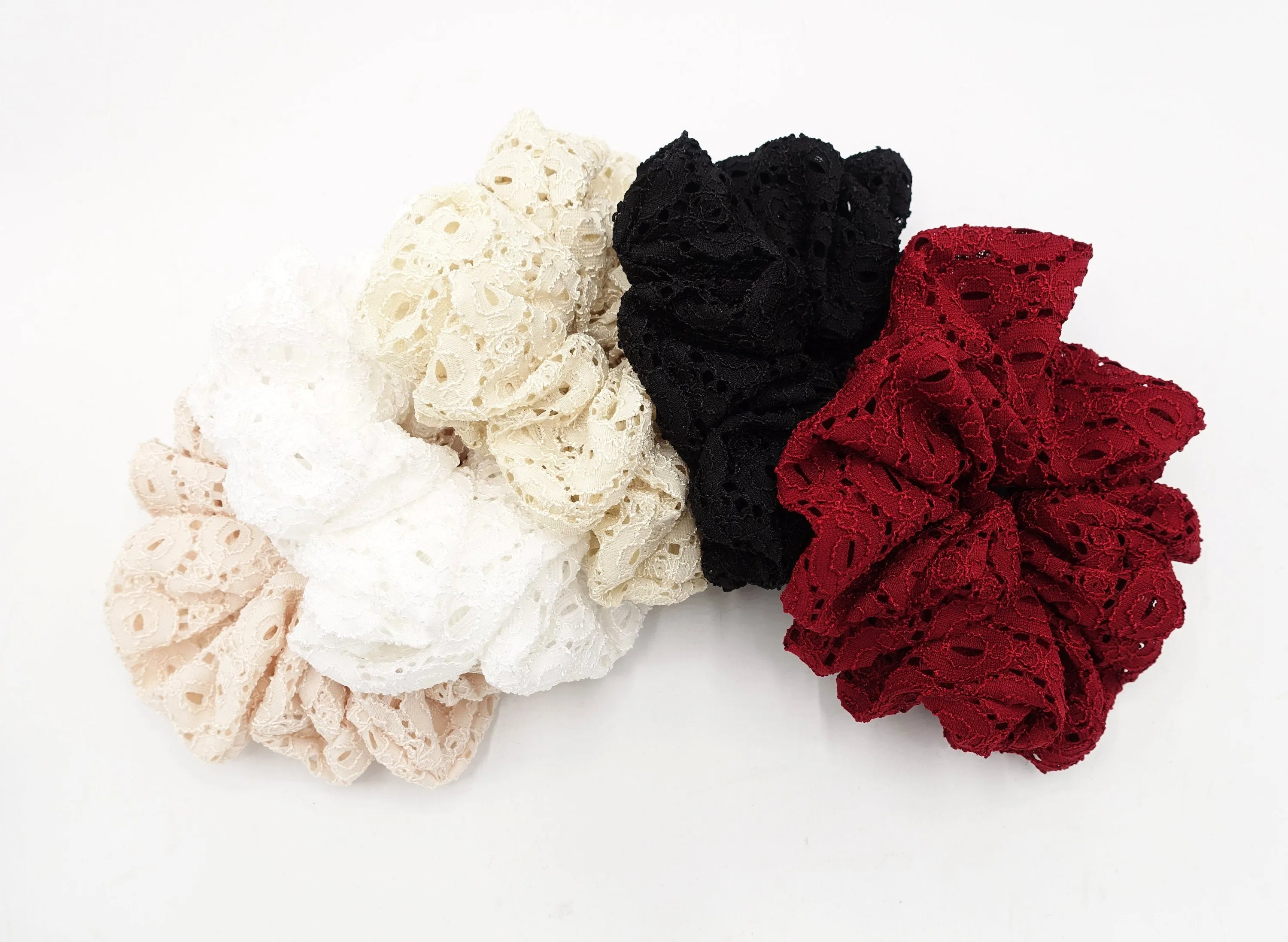 oversized eyelet lace scrunchies big scrunchies elastic hair accessory for women