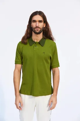 Oversized Retro Polo Shirt Lawn Green