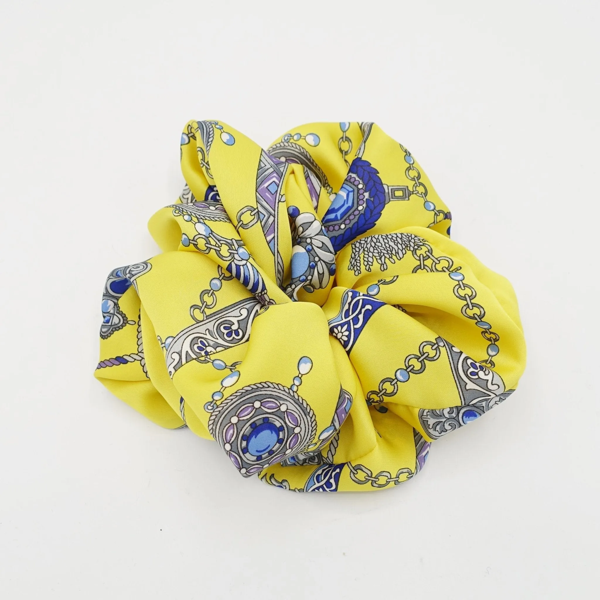 oversized satin scrunchies chain tassel print large hair elastic scrunchie women hair accessory