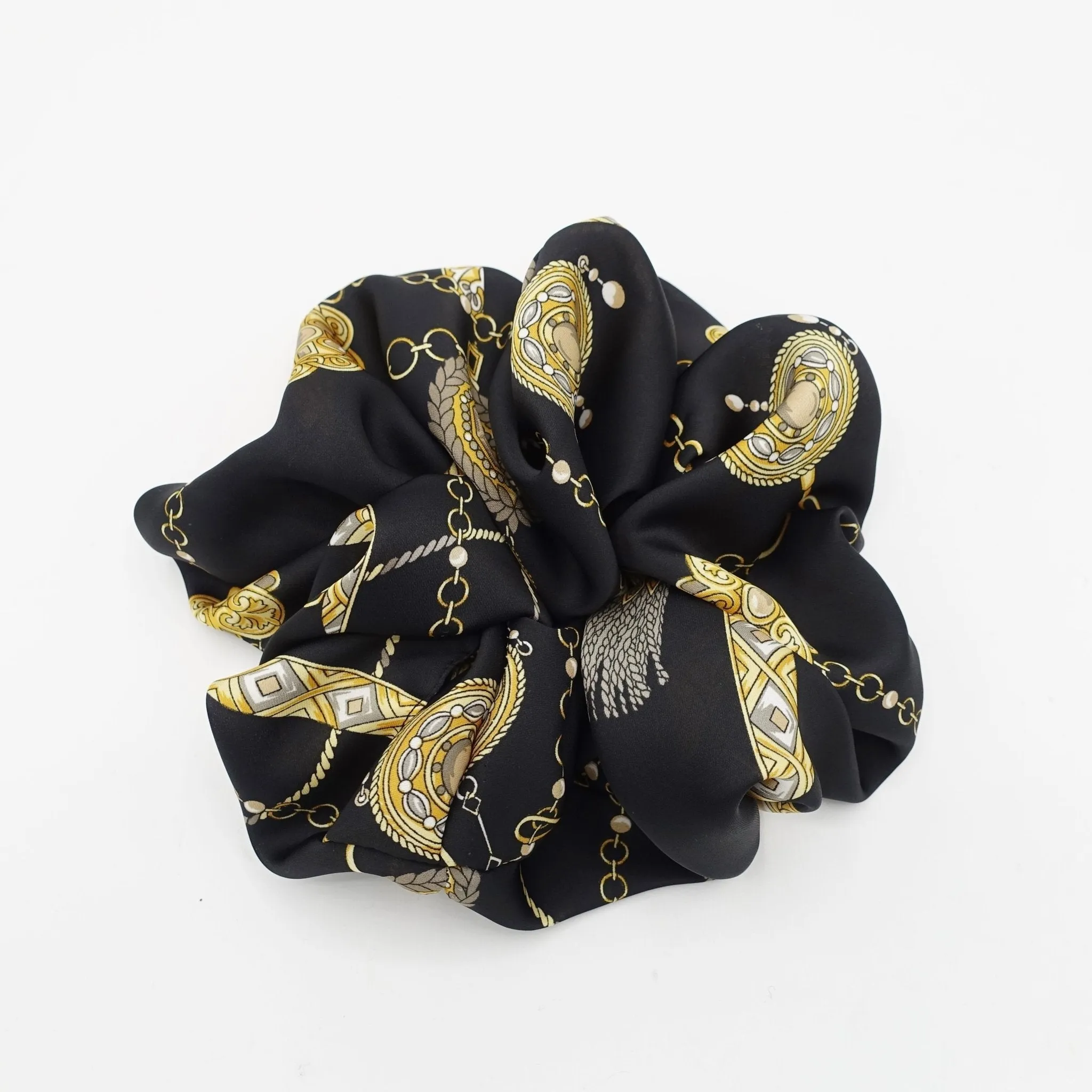 oversized satin scrunchies chain tassel print large hair elastic scrunchie women hair accessory