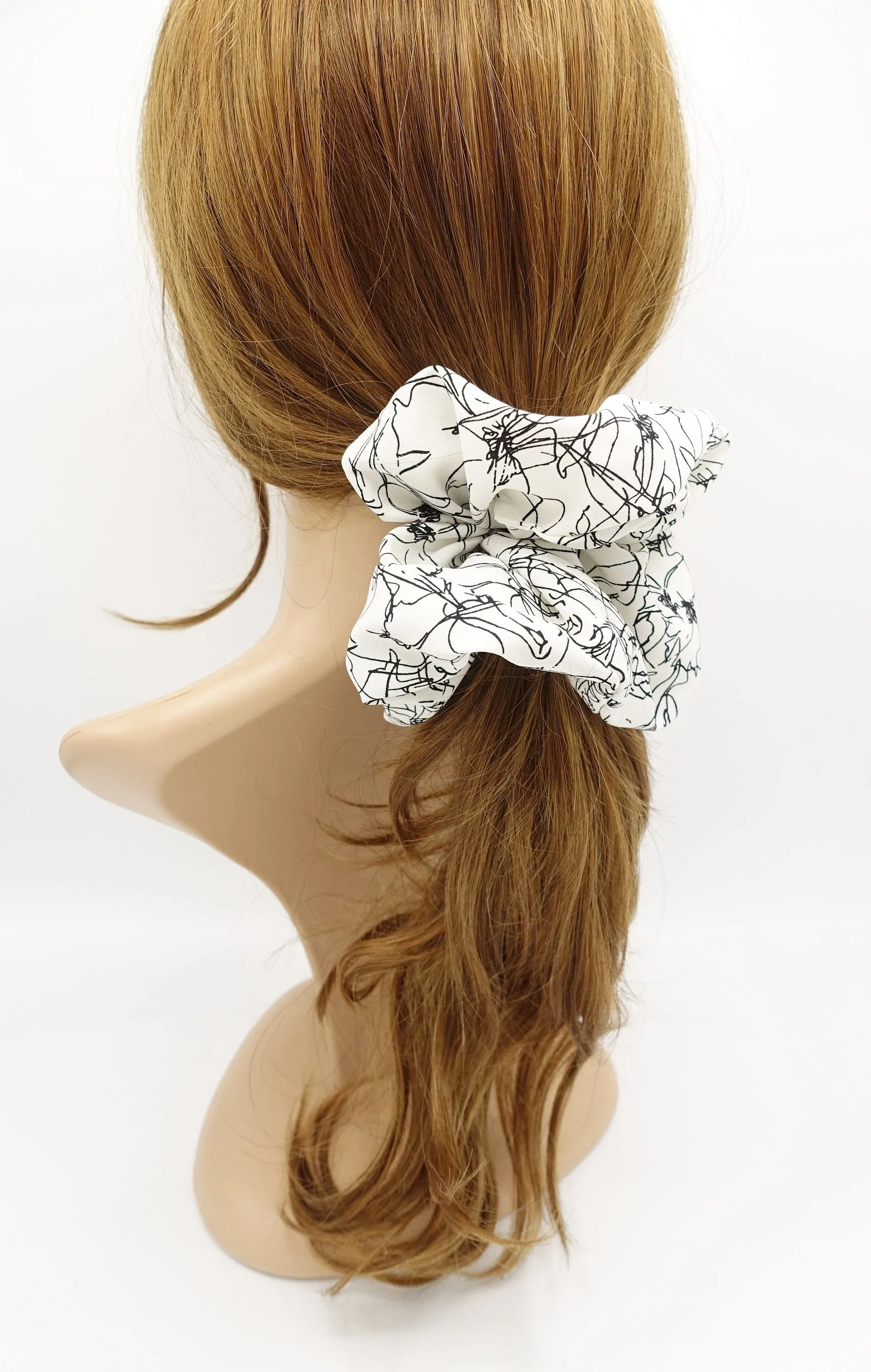 oversized scrunchies abstract minimal flower print hair elastic scrujnchie for women