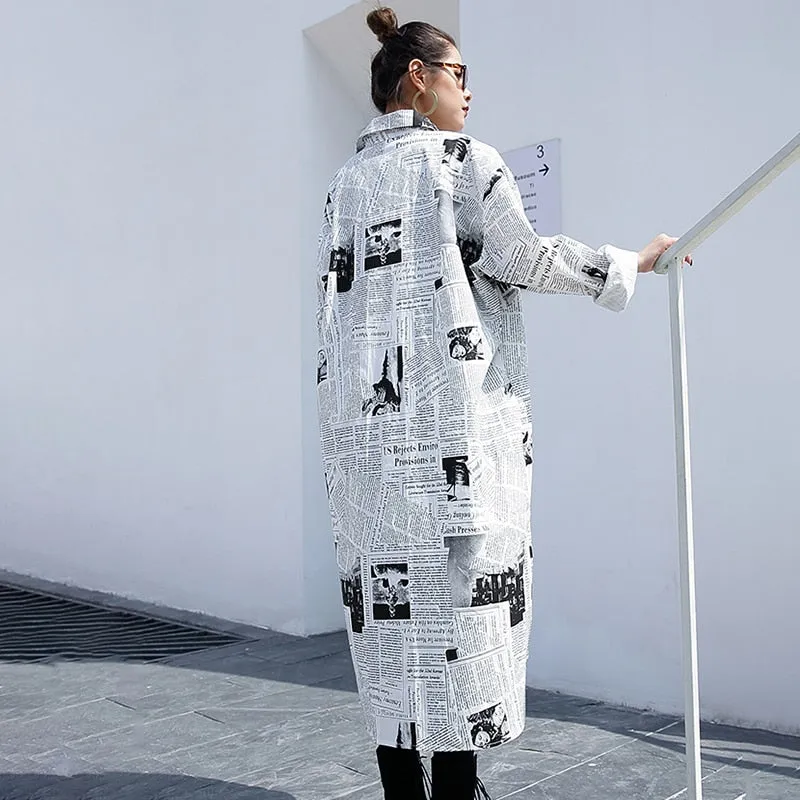 oversized shirt - newspaper motif