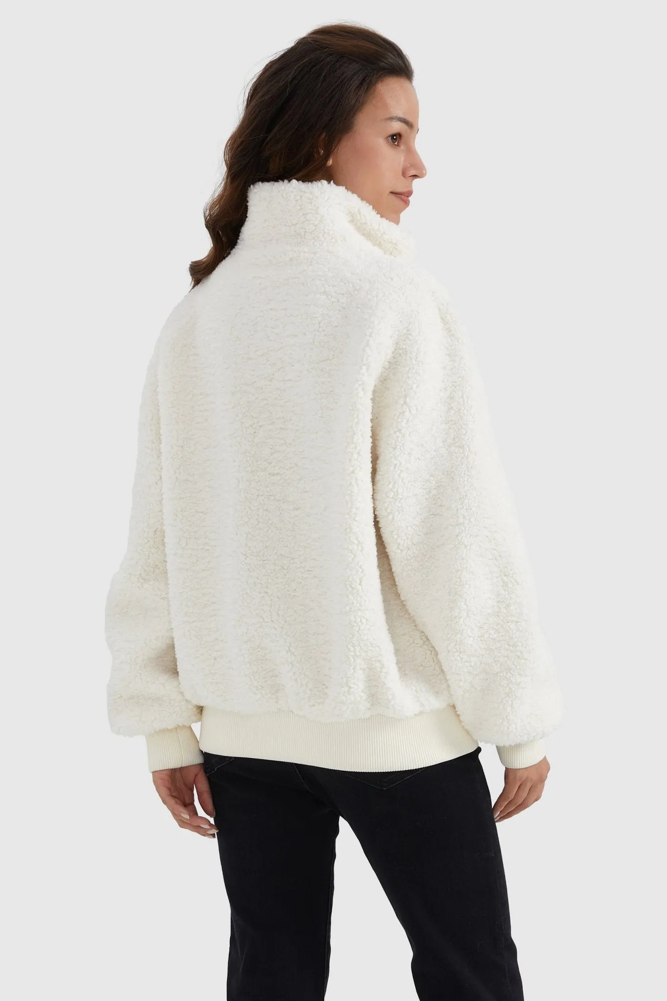 Oversized Snap Button Sherpa Coat