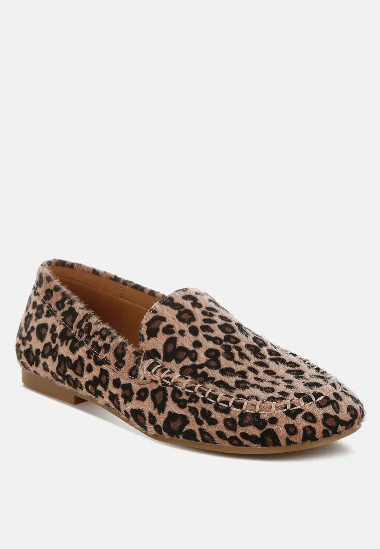 Paboa Leopard Print Flat Loafers