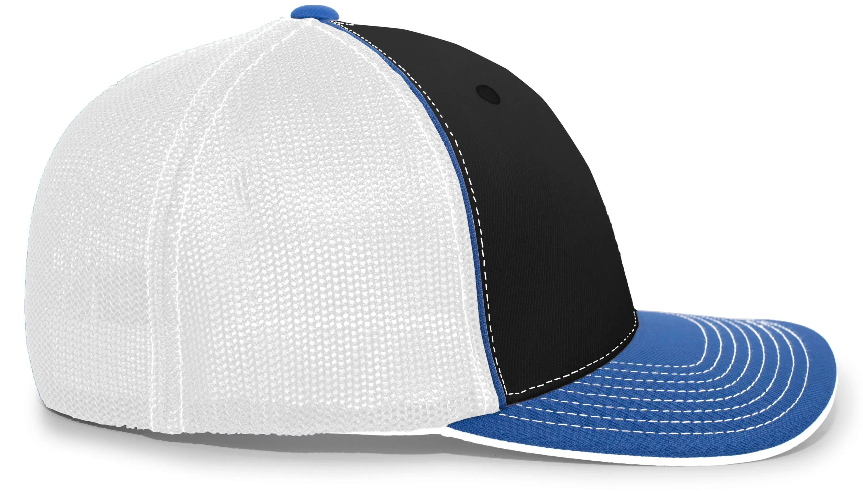 Pacific Headwear Trucker PacFlex Cap - Black/White/Royal