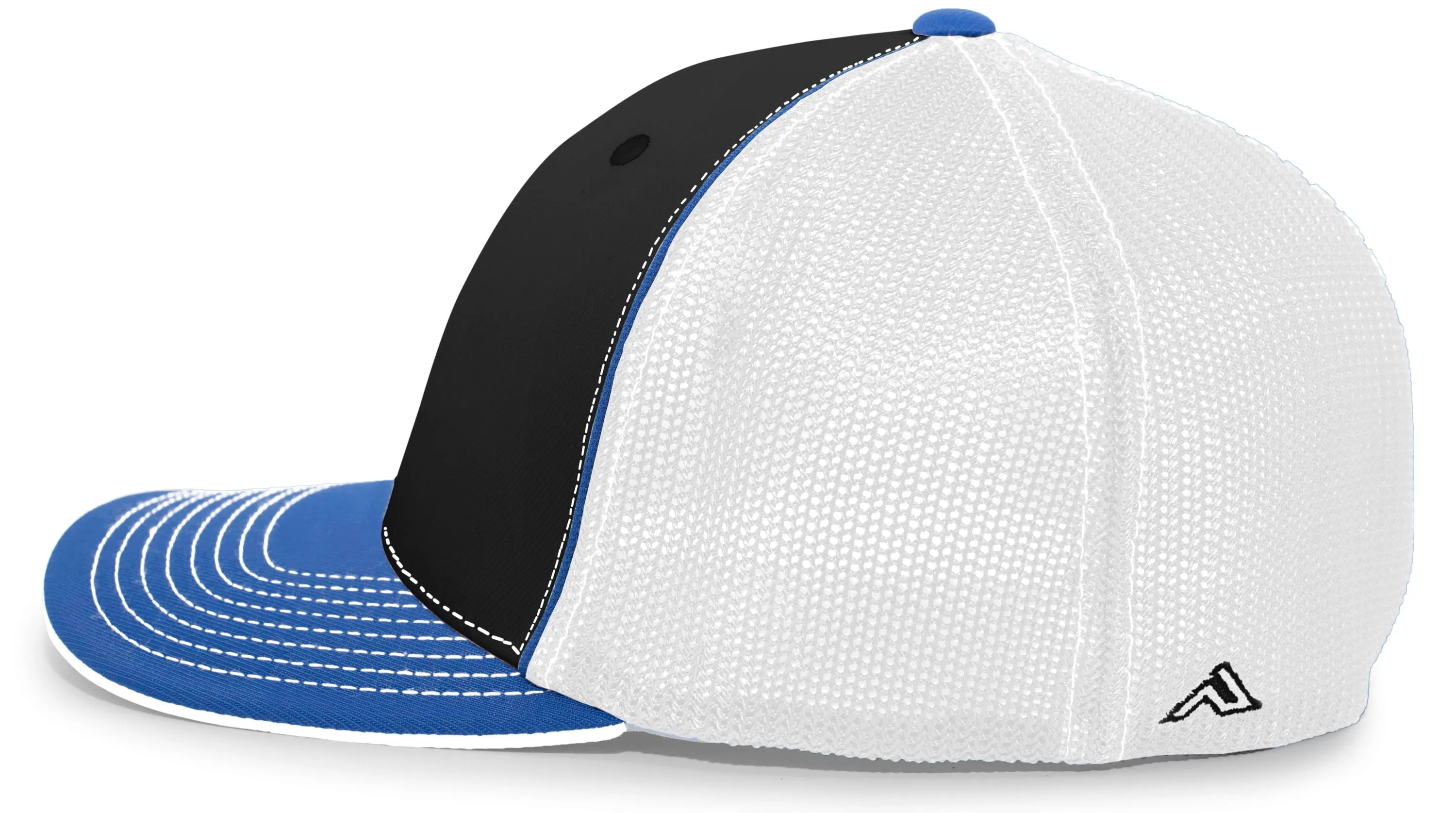 Pacific Headwear Trucker PacFlex Cap - Black/White/Royal