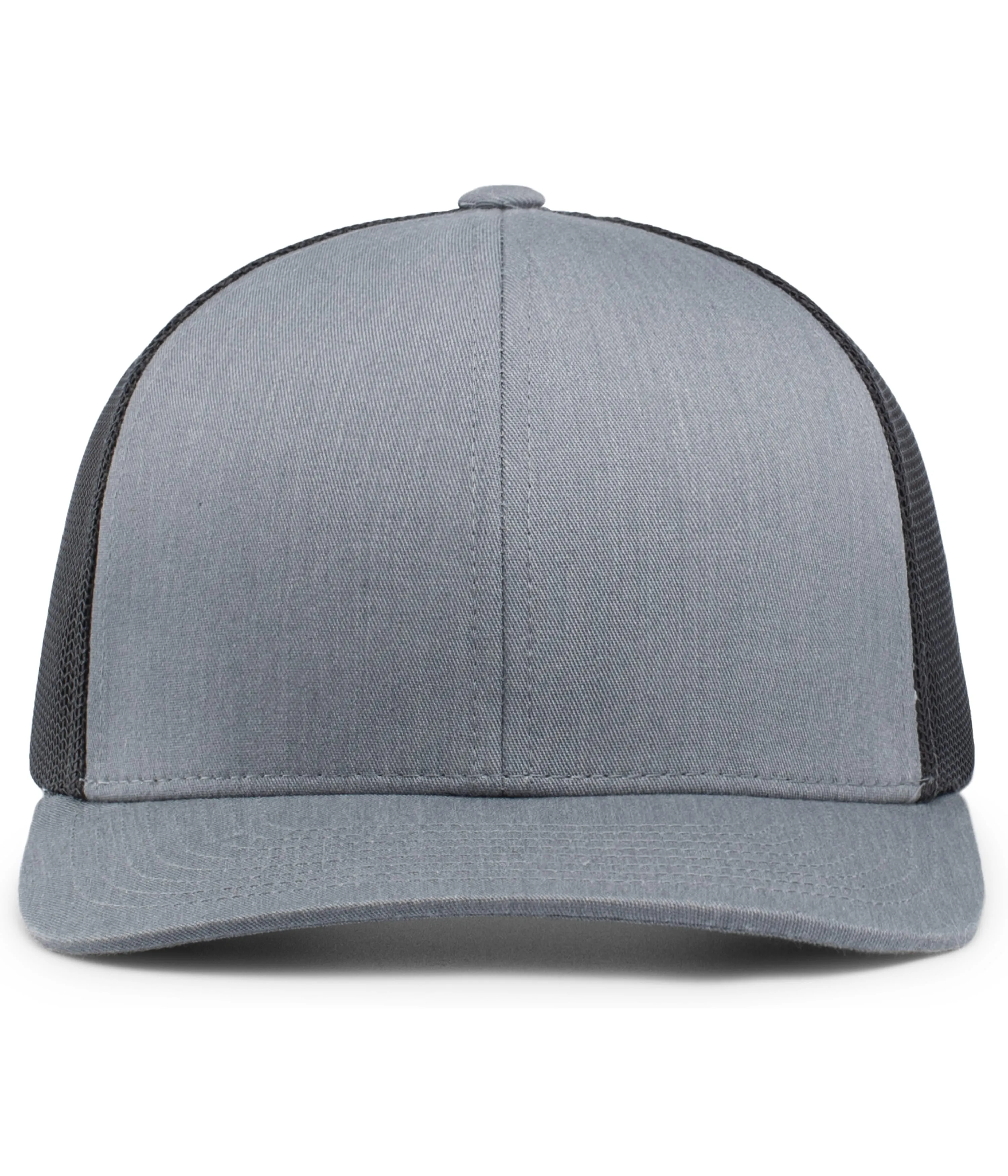 Pacific Headwear Trucker Snapback Cap - Heather Grey/Lt Charcoal/Heather Grey