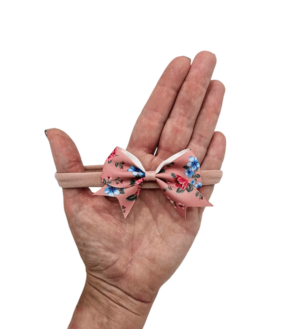 Pack of 3 - 2.5 Inch Pink Floral Kiss Dainty Bow on Headbands