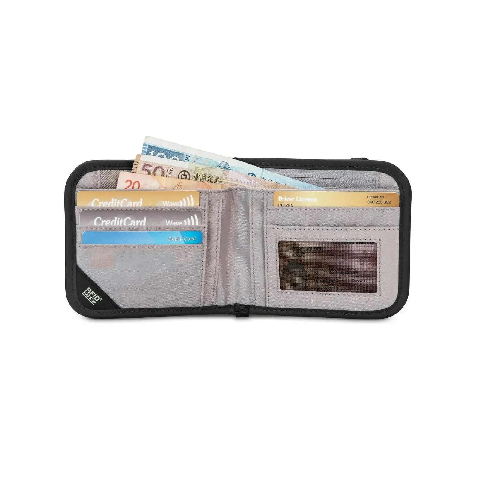 PACSAFE RFIDSAFE V100 BIFOLD WALLET BLACK