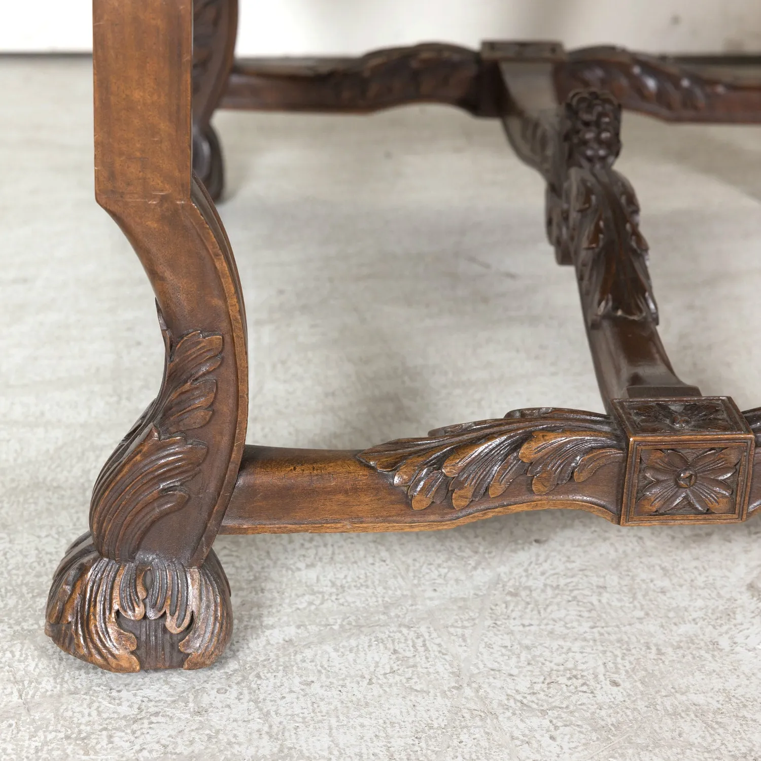 Pair of Early 19th Century French Louis XIV Style Carved Walnut Fauteuils or Armchairs