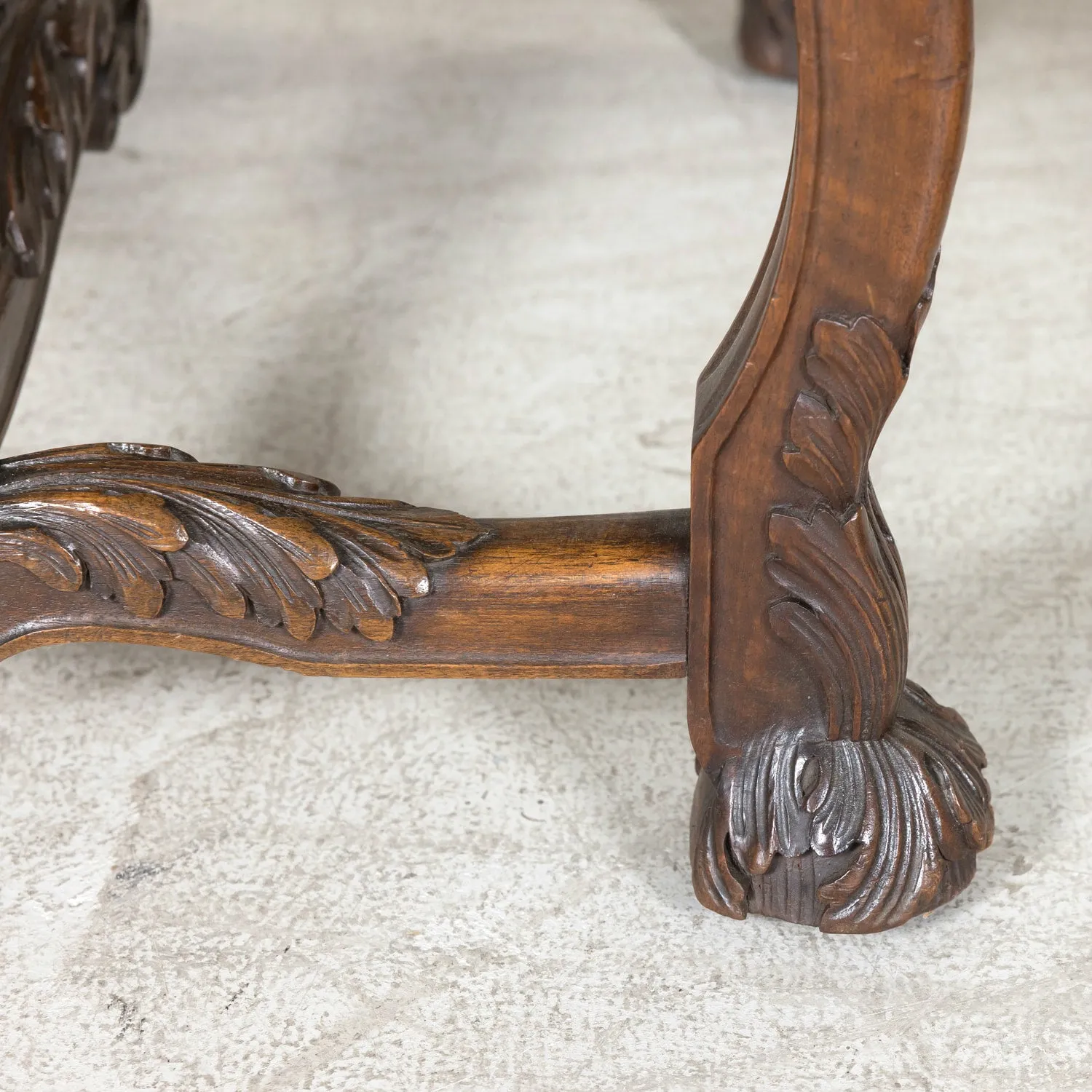 Pair of Early 19th Century French Louis XIV Style Carved Walnut Fauteuils or Armchairs