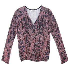 Paisley Print Cross Over Snap Front Blouse