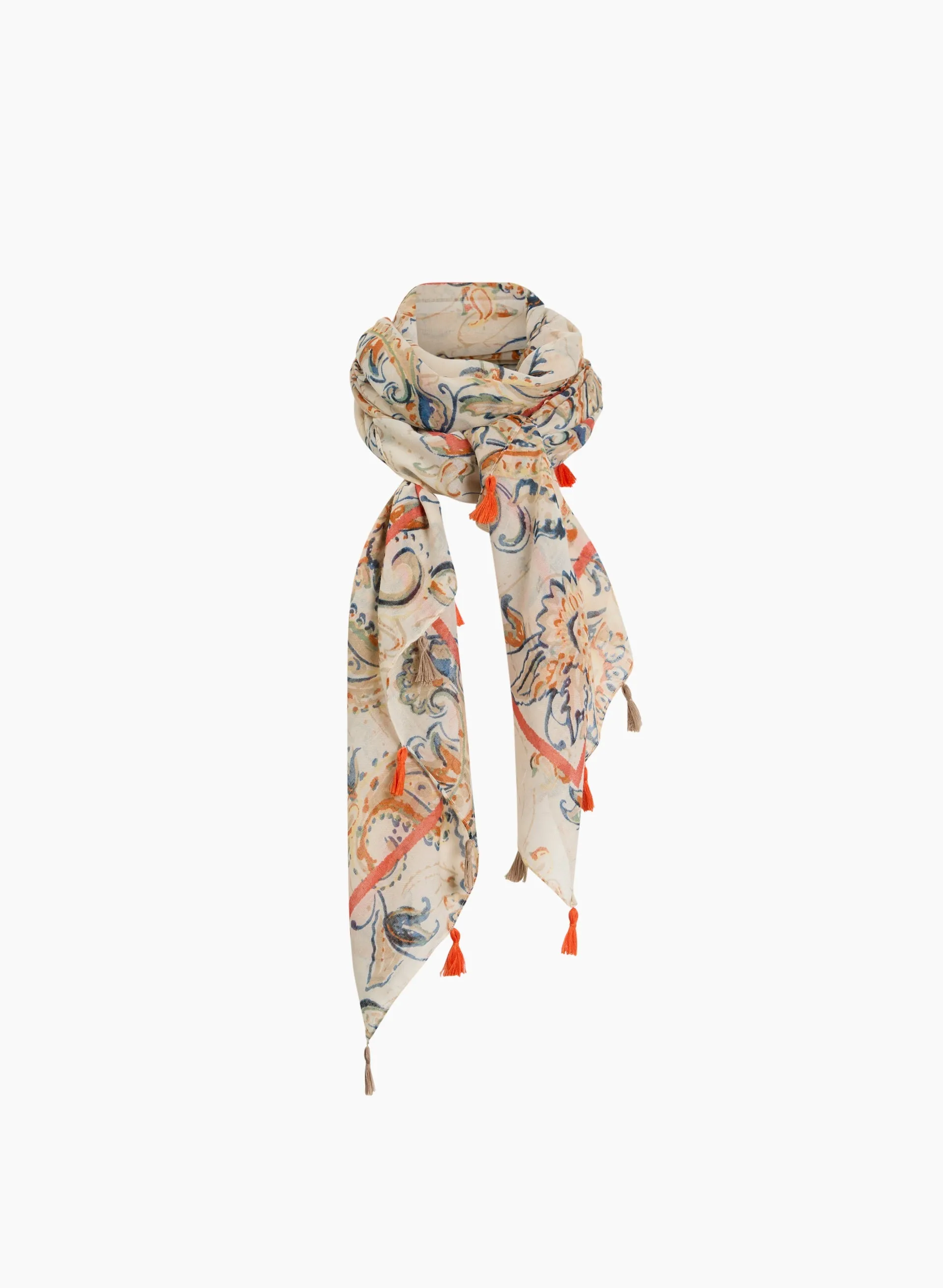 Paisley Scarf With Tassel Trim