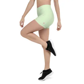 Pale Green Women's Shorts, Solid Color Light Green Elastic Tight Shorts-Made in USA/EU/MX