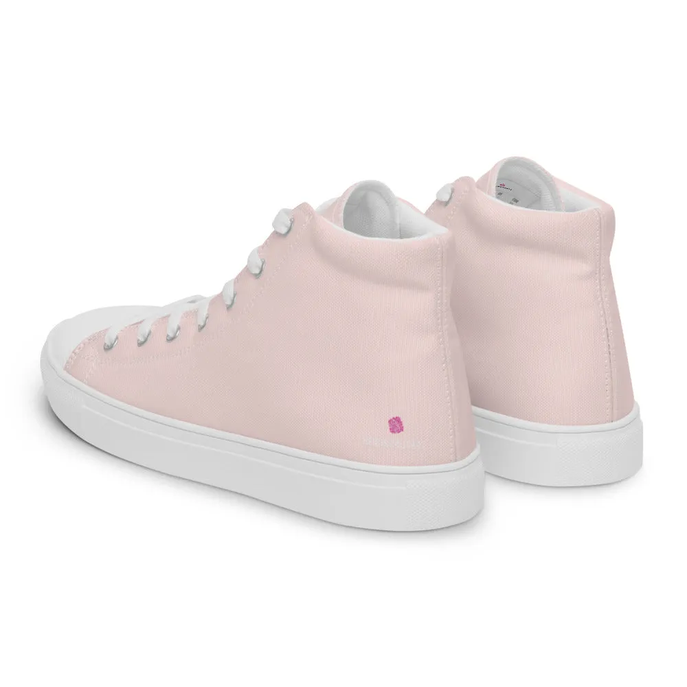 Pale Pink Men's Sneakers, Solid Color Modern Minimalist Canvas Fashion Tennis Shoes For Men