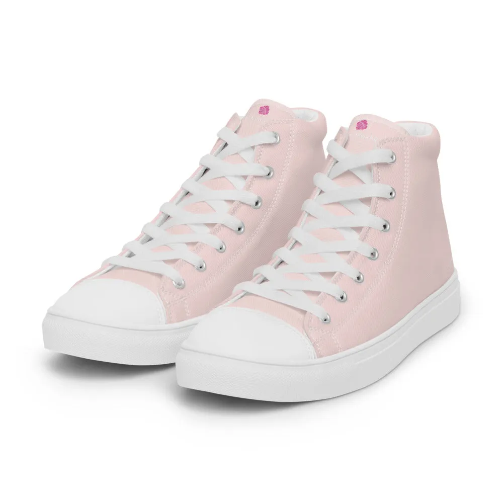 Pale Pink Men's Sneakers, Solid Color Modern Minimalist Canvas Fashion Tennis Shoes For Men