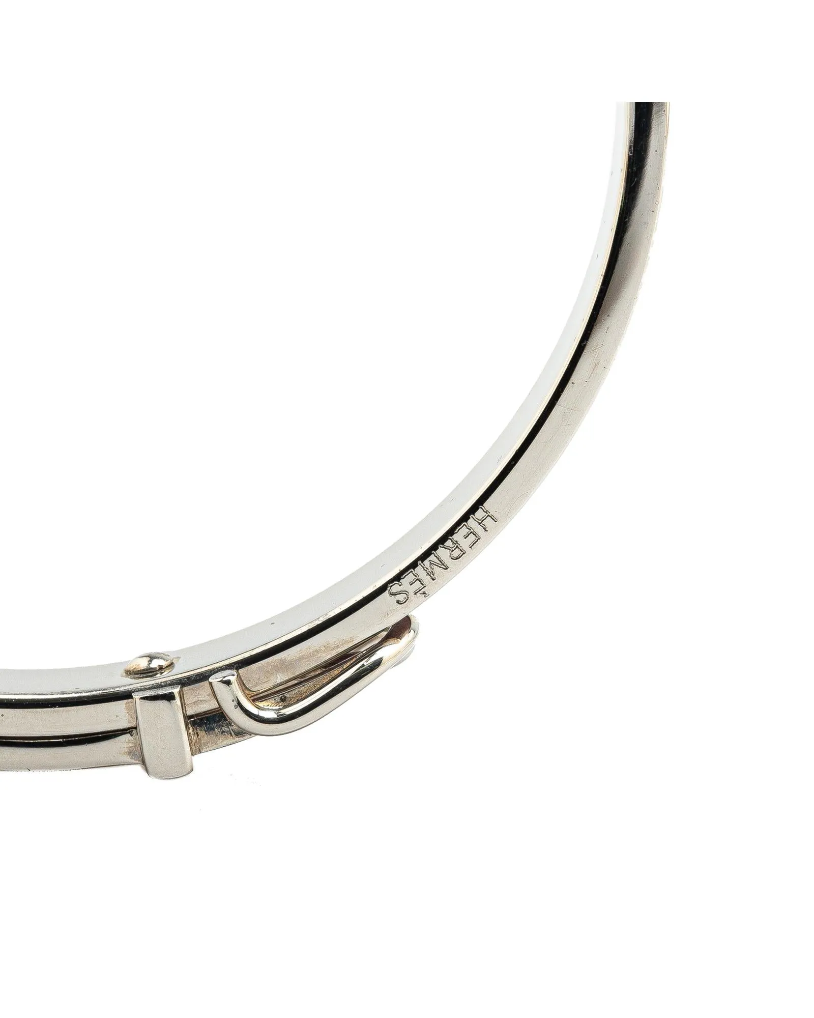 Palladium Plated Leather Belt Buckle Bangle Bracelet