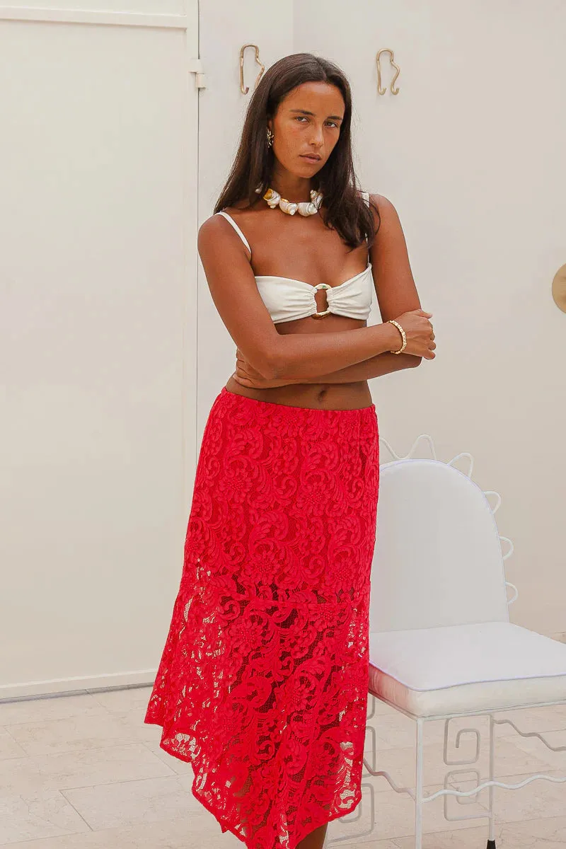 Palm Collective - Hanky Lace Skirt - Red